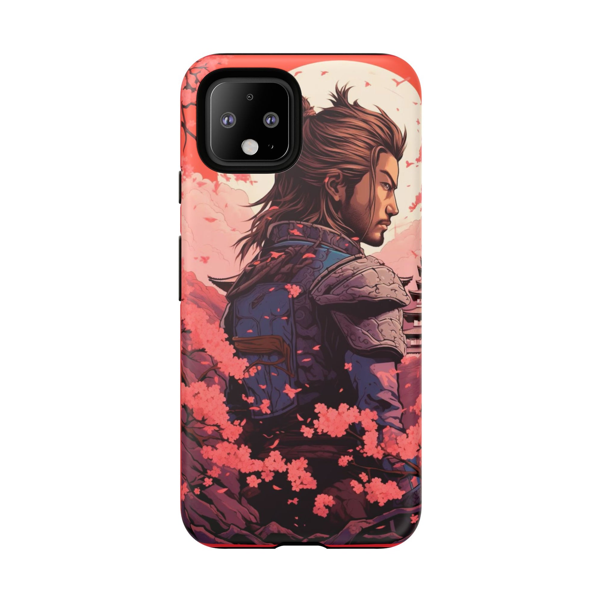 Samurai Phone Case, Tough Cases for Men, Cherry Blossom Art, Gift for Anime Fans, Unique Phone Accessory, Stylish Protection