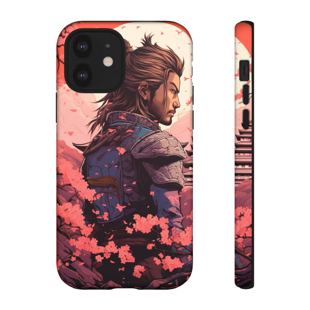 Samurai Phone Case, Tough Cases for Men, Cherry Blossom Art, Gift for Anime Fans, Unique Phone Accessory, Stylish Protection