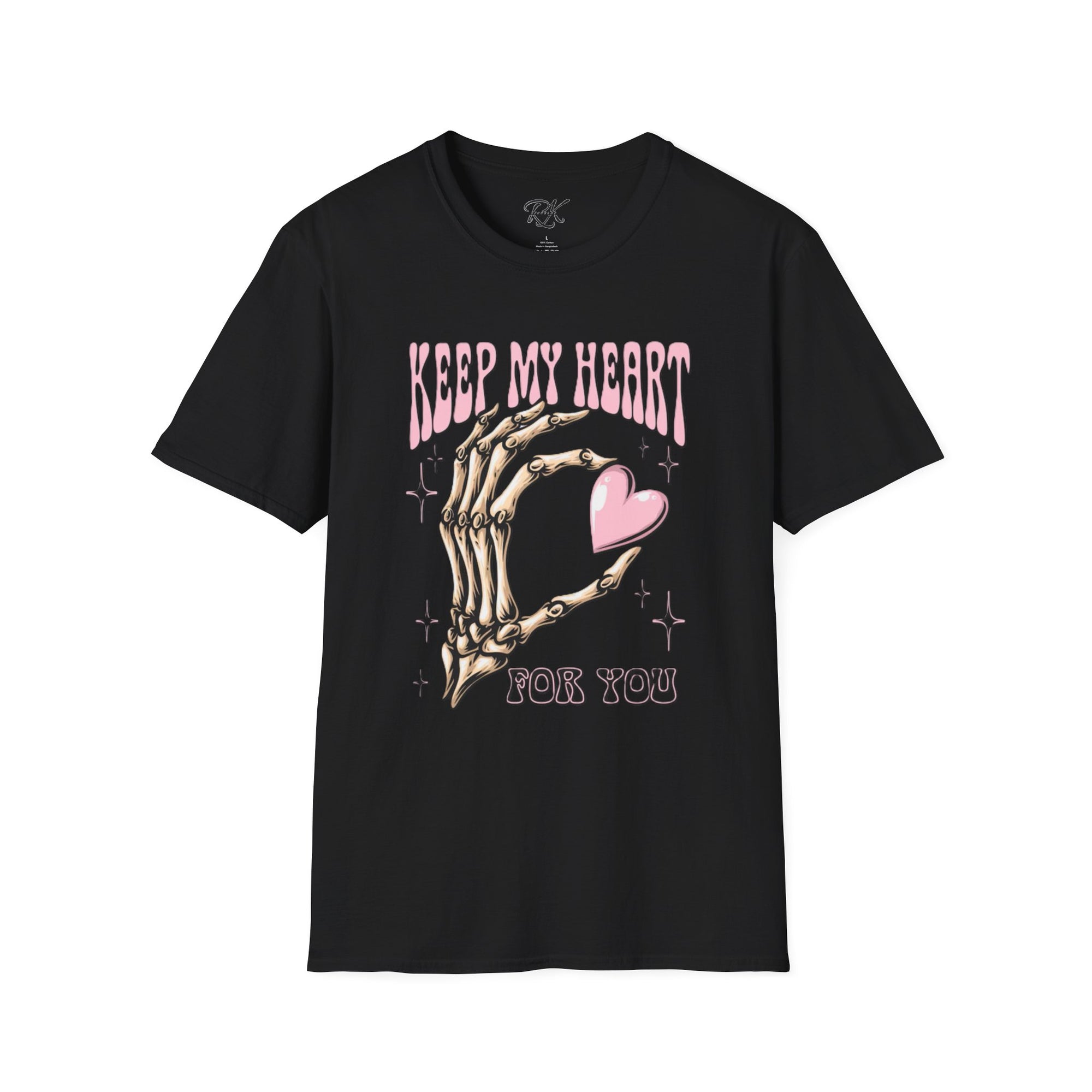 Keep My Heart Unisex Softstyle T-Shirt, Cute Graphic Tee, Valentine's Day Gift, Casual Style, Skeleton Design, Soft Cotton