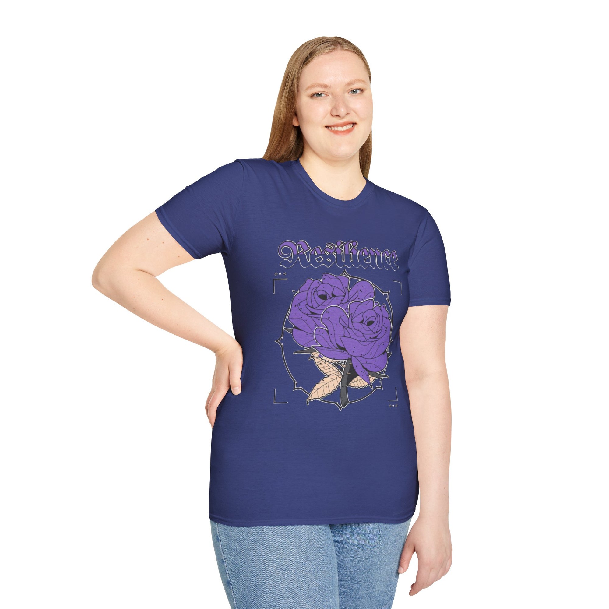 Purple Rose Graphic T-Shirt, Soft Stylish Tee, Unisex Floral Apparel, Gift for Her, Spring Outfit Idea, Vintage Aesthetic Top
