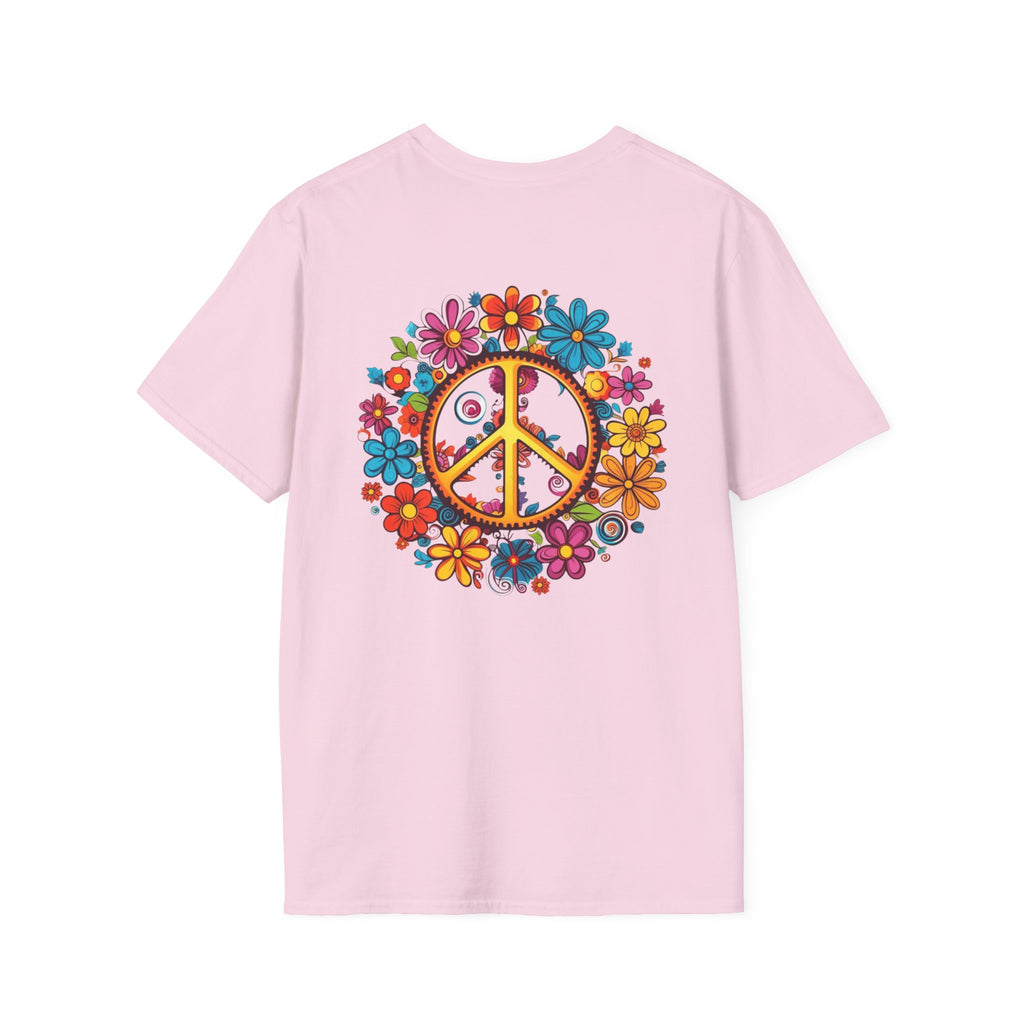 Bohemian Floral T-Shirt, Hippie Shirt, Peace Sign Tee, Gift for Festival Lovers, Artistic Apparel, Unisex Graphic Tee