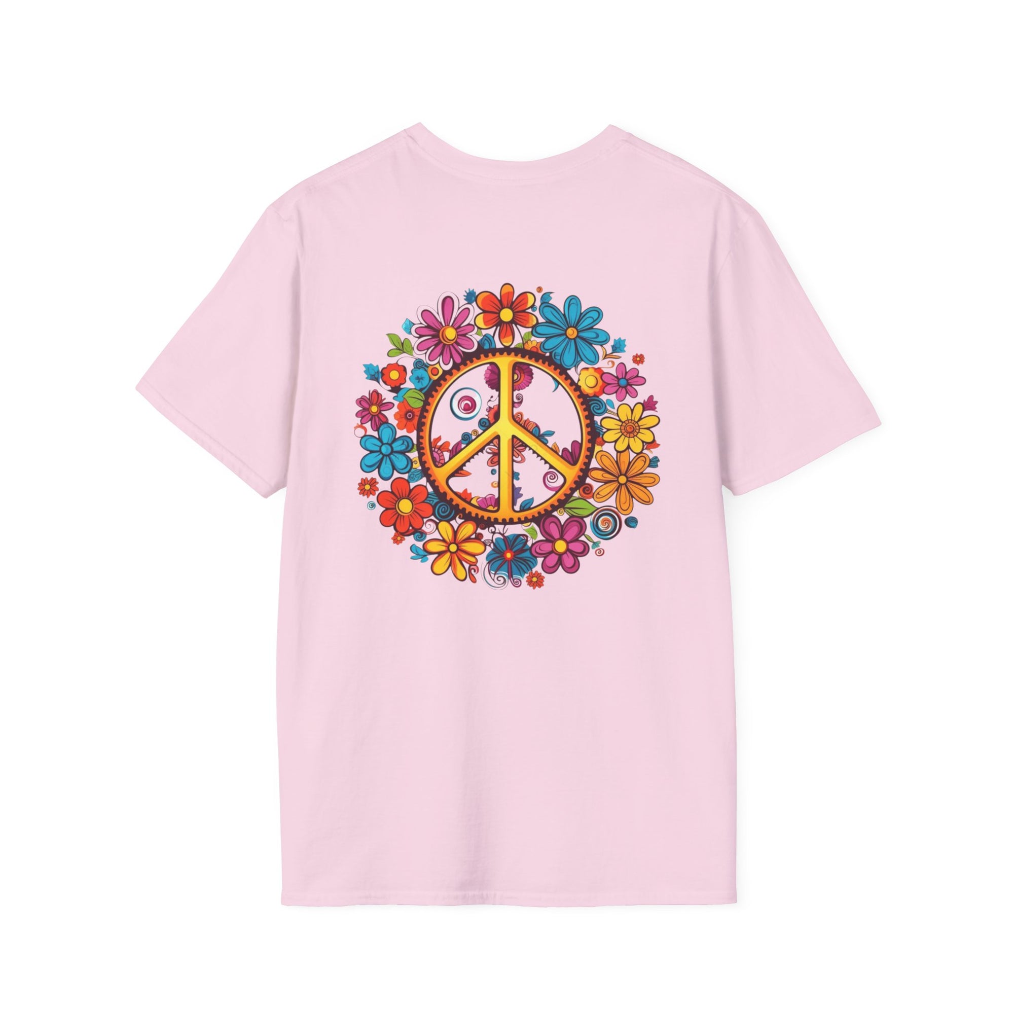 Bohemian Floral T-Shirt, Hippie Shirt, Peace Sign Tee, Gift for Festival Lovers, Artistic Apparel, Unisex Graphic Tee