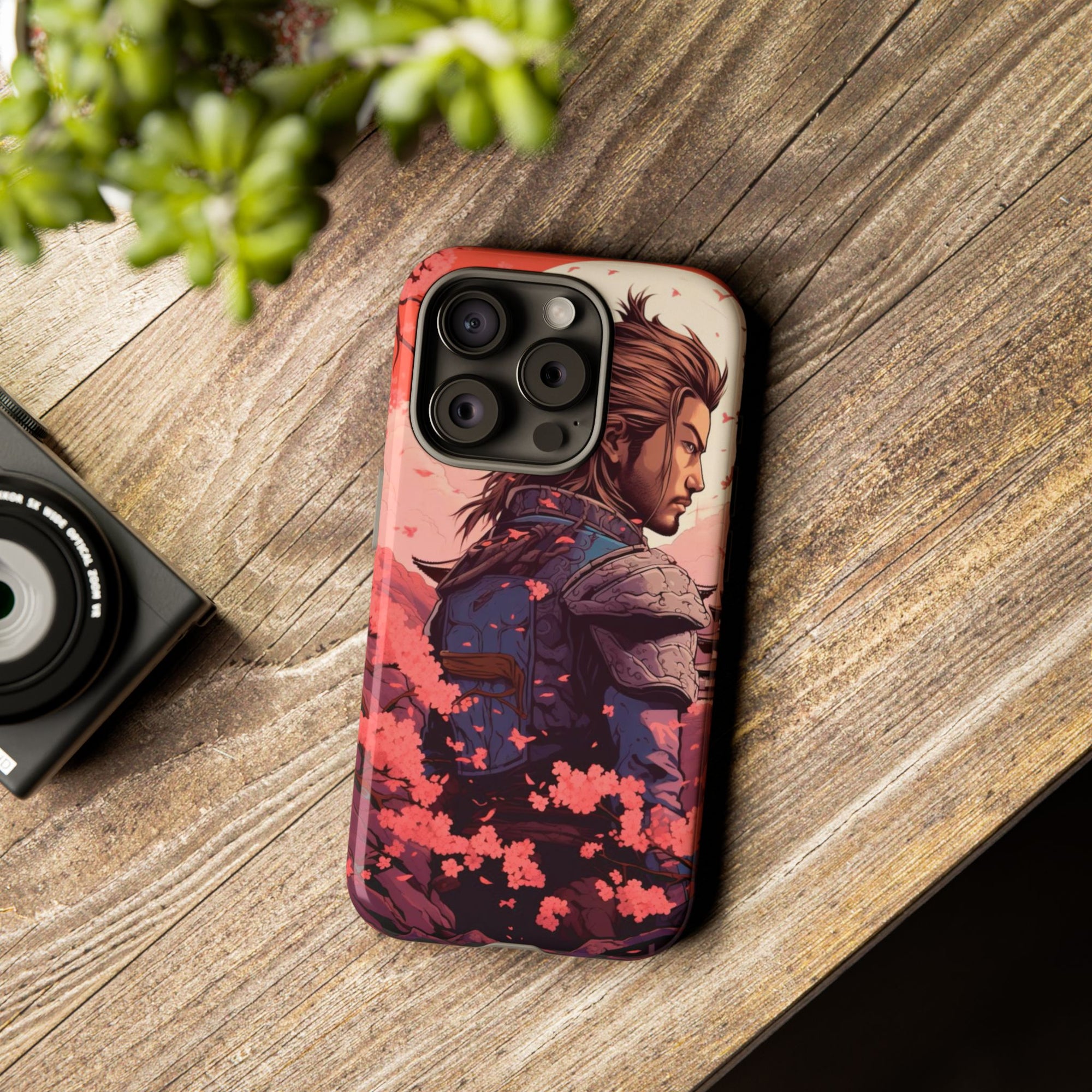 Samurai Phone Case, Tough Cases for Men, Cherry Blossom Art, Gift for Anime Fans, Unique Phone Accessory, Stylish Protection