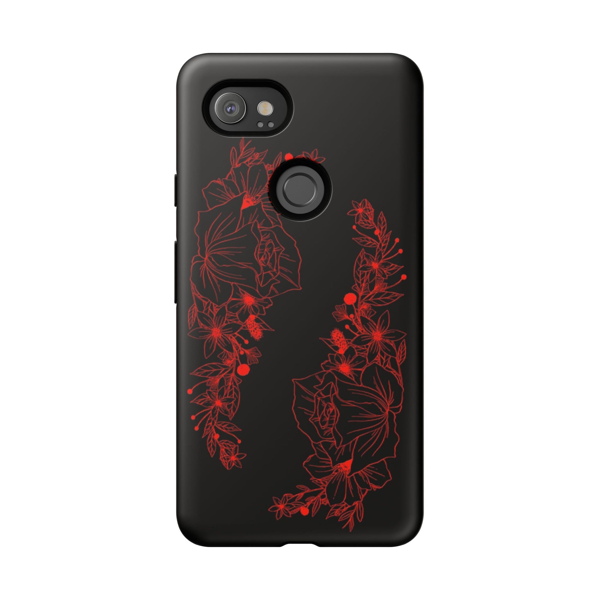 Stylish Floral Phone Case, Tough Phone Cover, Floral Design Case, Gift for Her, Black Phone Accessories