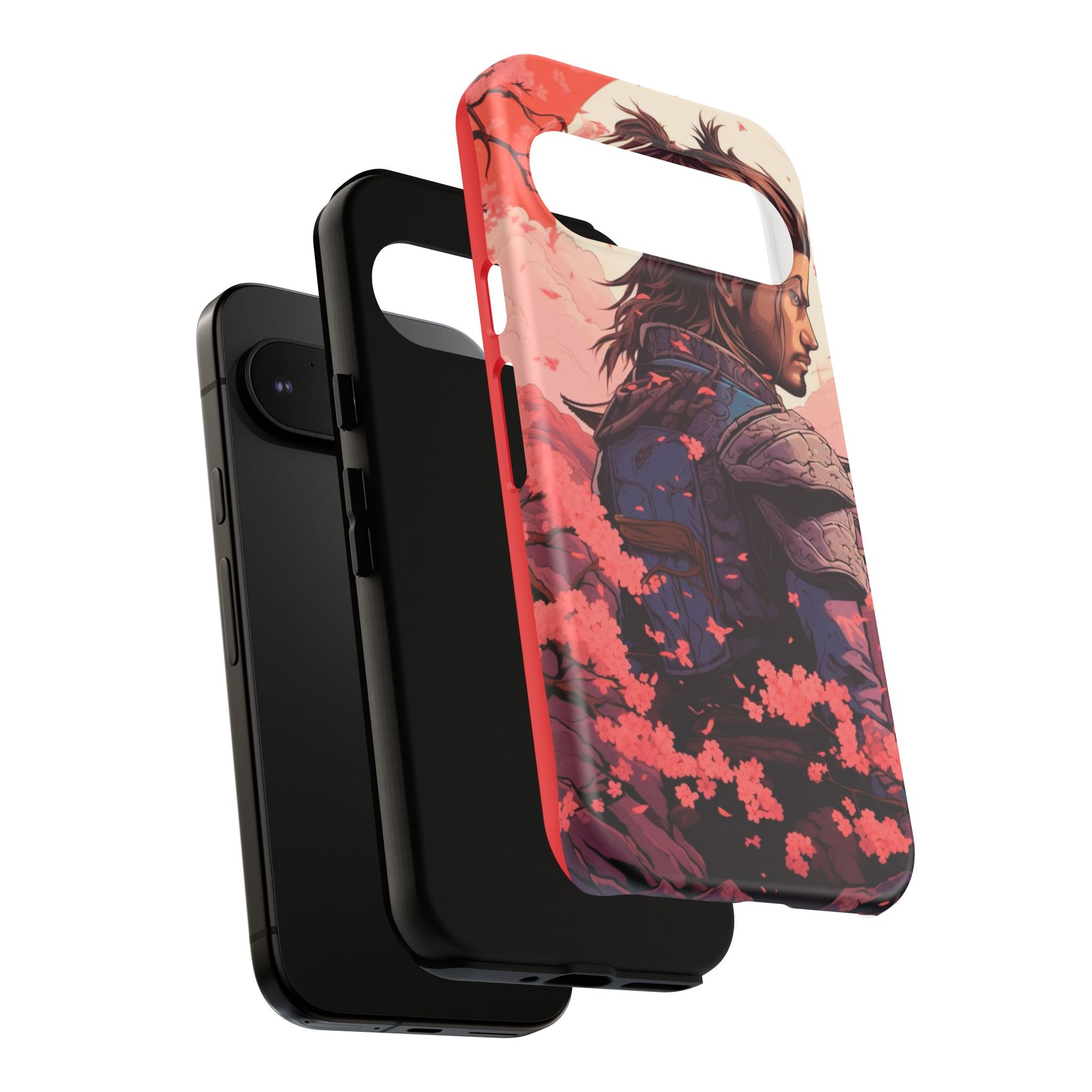Samurai Phone Case, Tough Cases for Men, Cherry Blossom Art, Gift for Anime Fans, Unique Phone Accessory, Stylish Protection