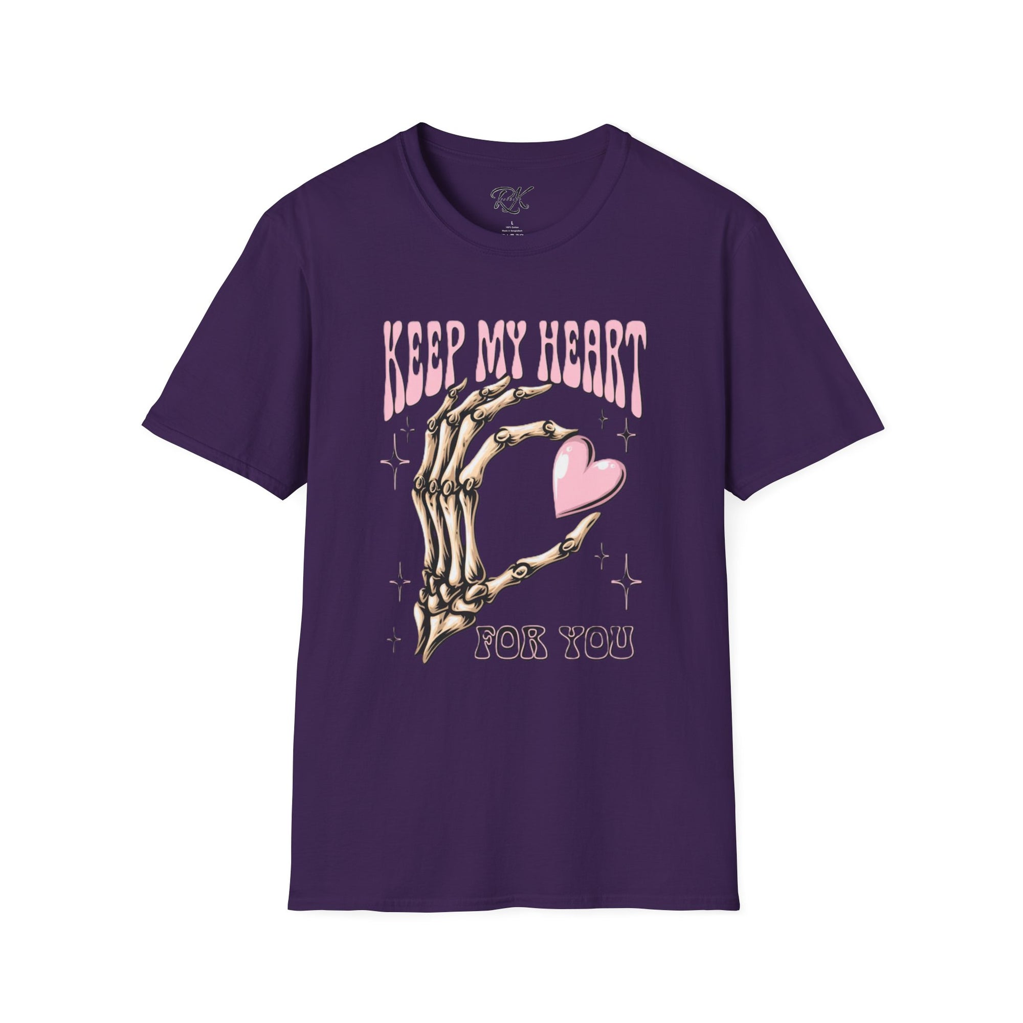 Keep My Heart Unisex Softstyle T-Shirt, Cute Graphic Tee, Valentine's Day Gift, Casual Style, Skeleton Design, Soft Cotton