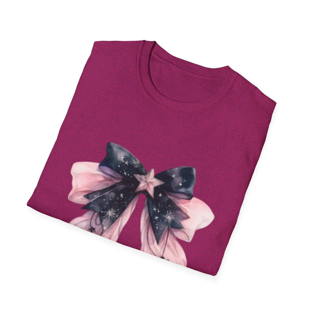 Whimsical Starry Bow T-Shirt, Cute Graphic Tee, Casual Wear, Gift for Her, Summer Fashion, Birthday Present