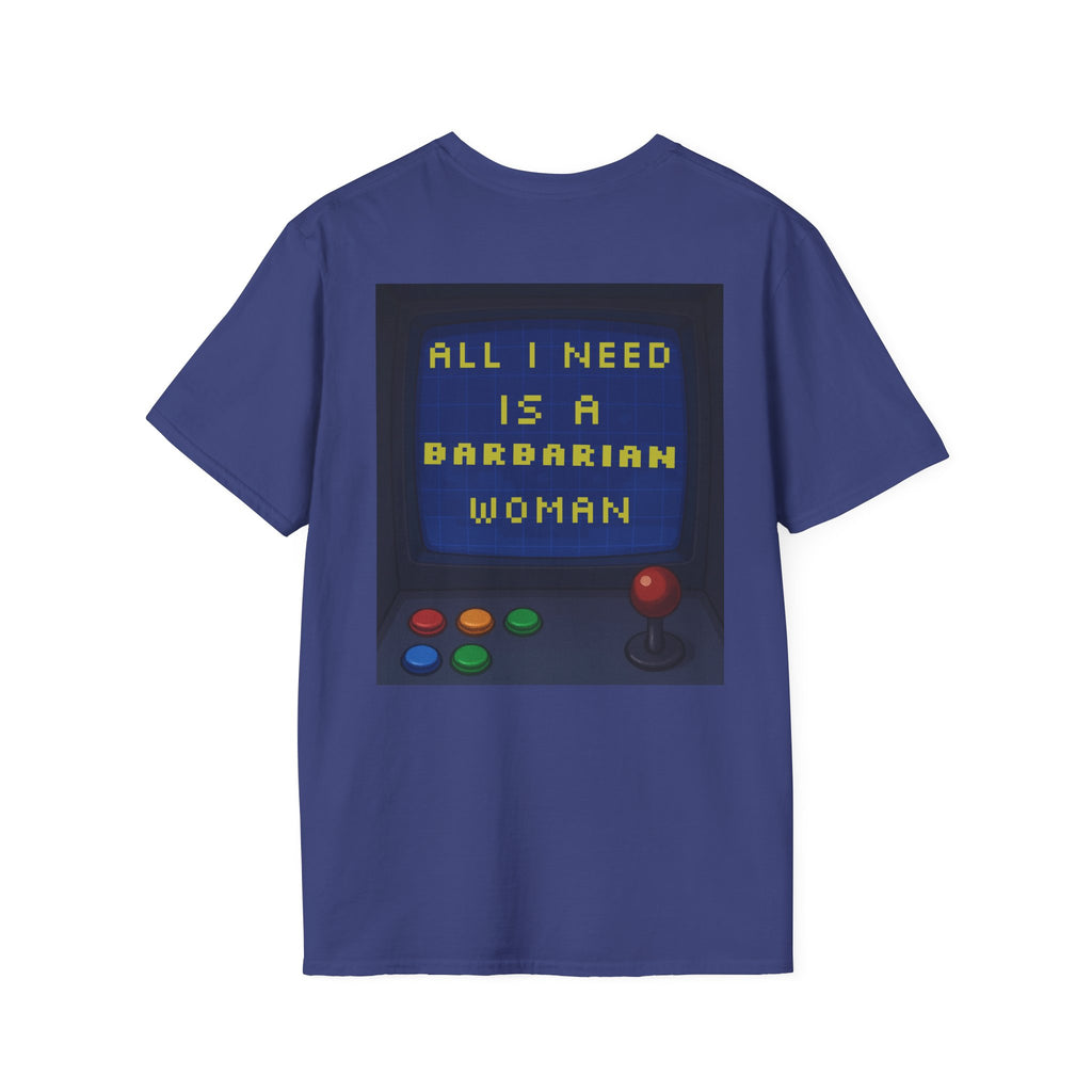 Unisex Barbarian Woman T-Shirt - Softstyle Graphic Tee for Gamers, Gifts for Her, Casual Wear, Birthday Present, Retro Style