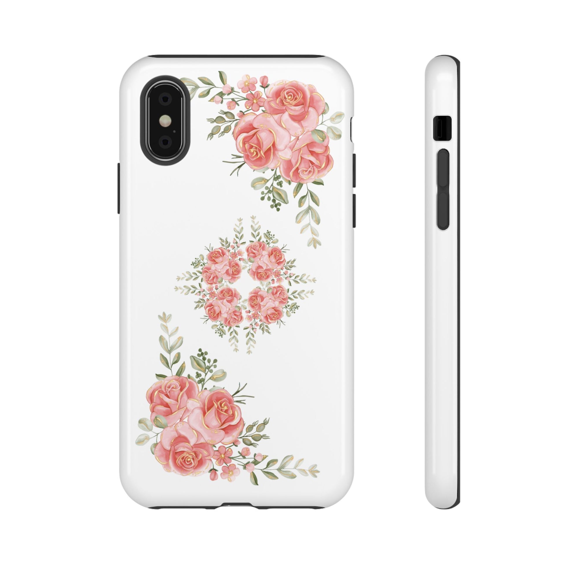Floral Phone Case, Tough iPhone Case, Rose Design Case, Gift for Her, Floral Phone Cover