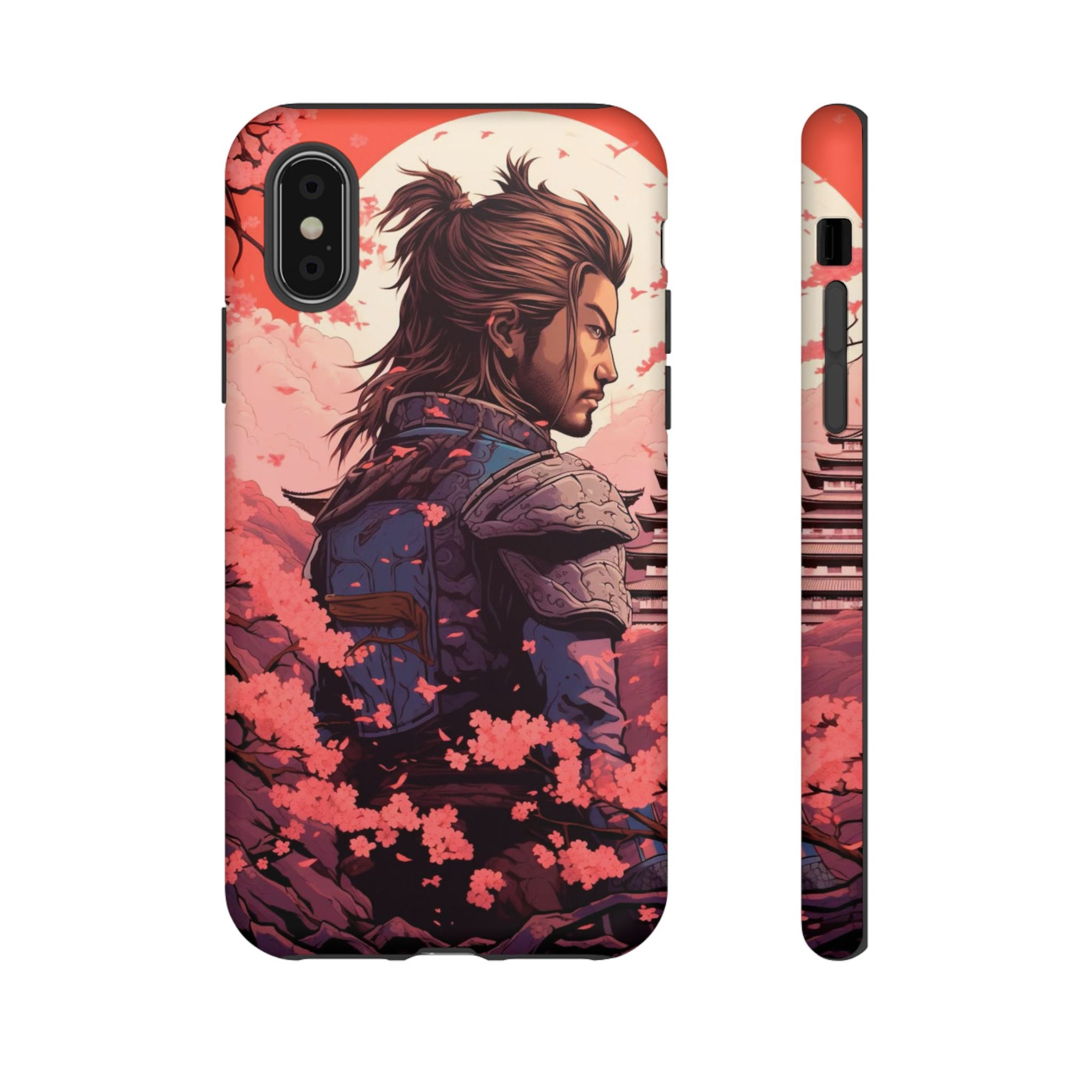 Samurai Phone Case, Tough Cases for Men, Cherry Blossom Art, Gift for Anime Fans, Unique Phone Accessory, Stylish Protection
