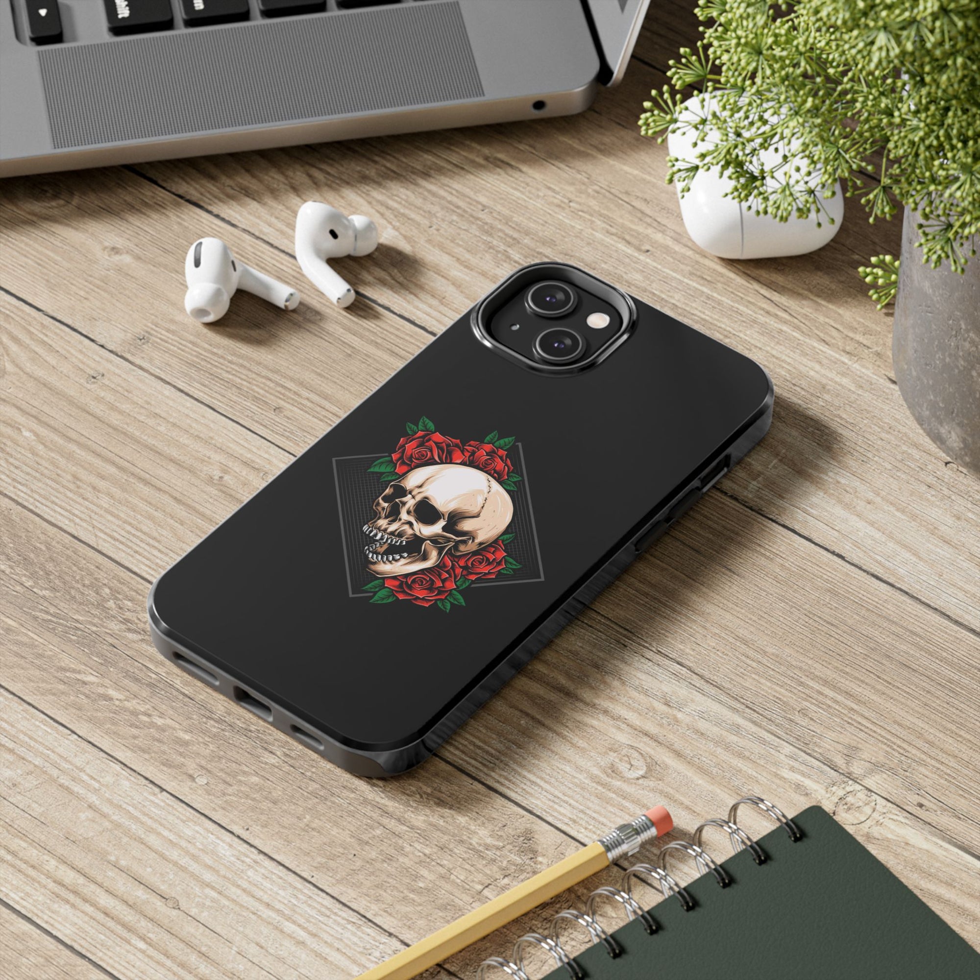 Tough Phone Cases with Skull and Roses Design | Edgy Protection, iPhone & Android Covers, Gothic Gifts, Unique Phone Accessories