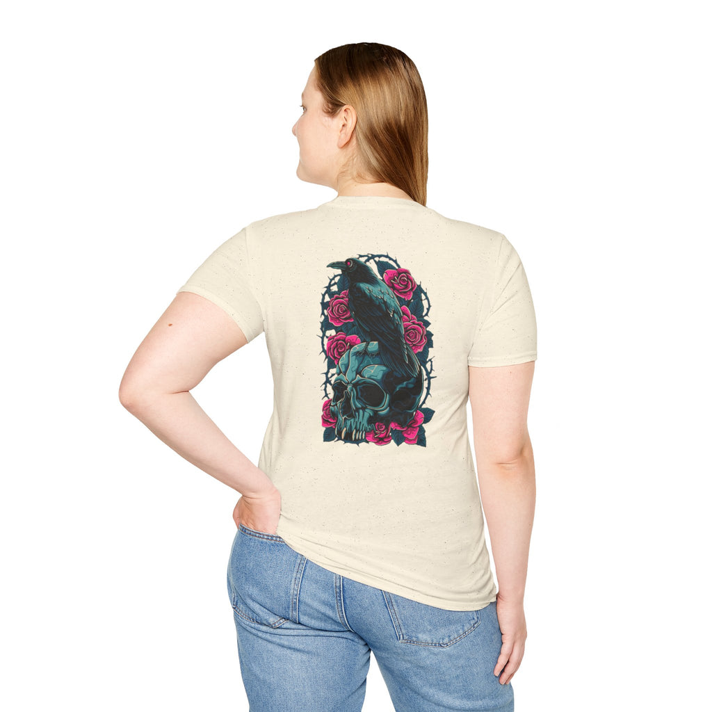 Gothic Skull & Rose Unisex T-Shirt | Boho Style Tee, Casual Wear, Gift for Her, Halloween Shirt, Graphic Tee