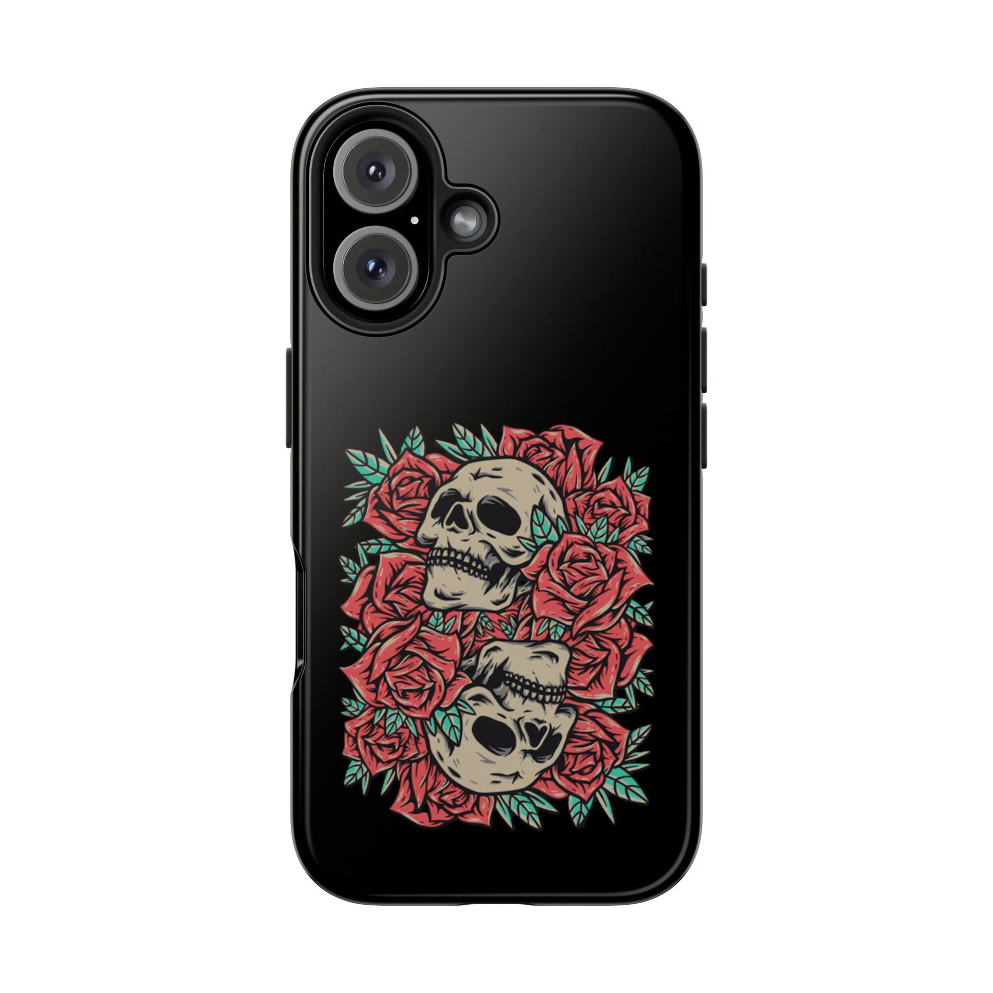Stylish Skull & Roses Phone Case, Tough Phone Cover, Floral Skull Design, Unique Gift for her, Gothic Aesthetic Accessories