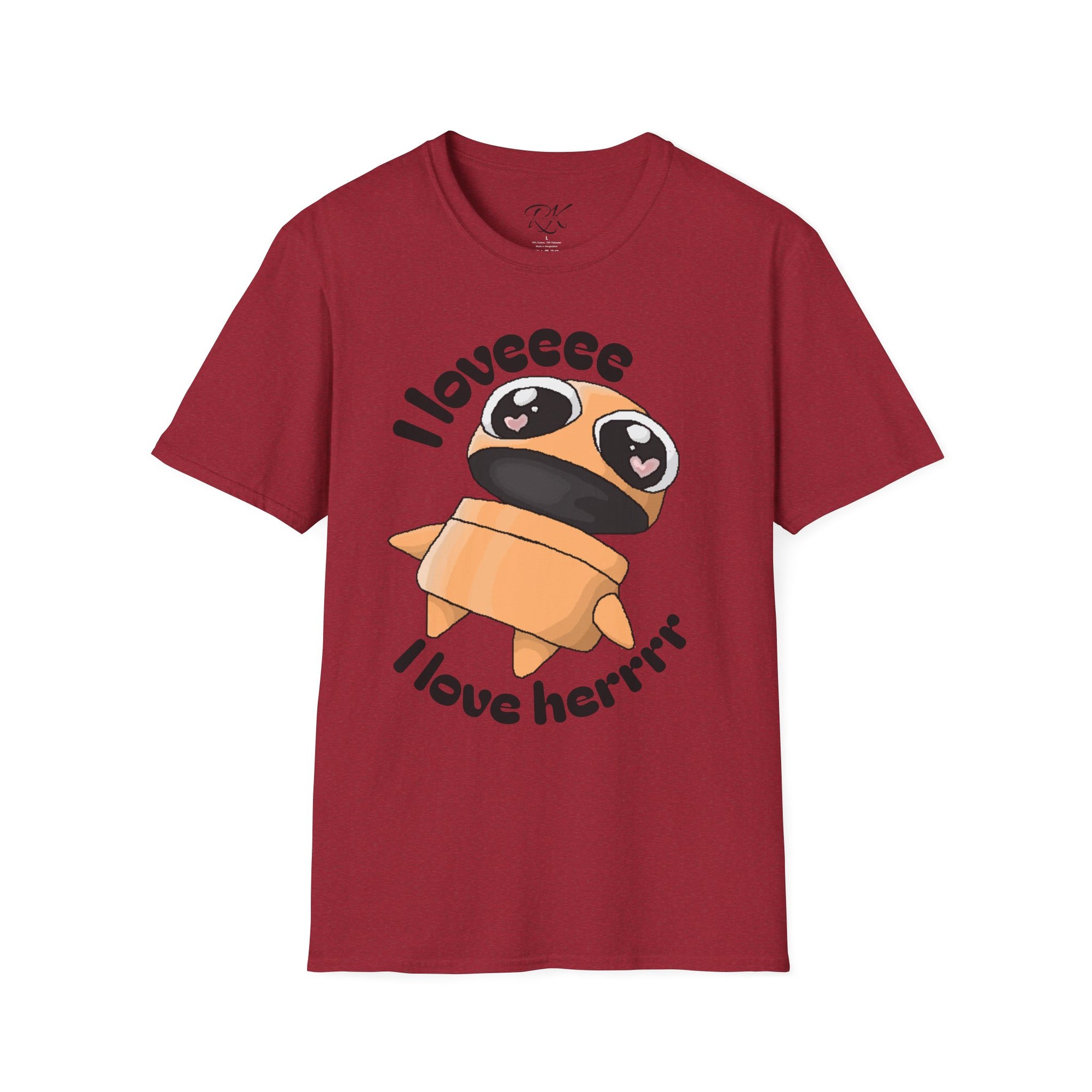 I love Herrrrr Cute Cartoon Love T-Shirt, Unisex Softstyle Tee, Perfect for Gifts, Casual Wear, Valentine's Day, Cute Character Apparel