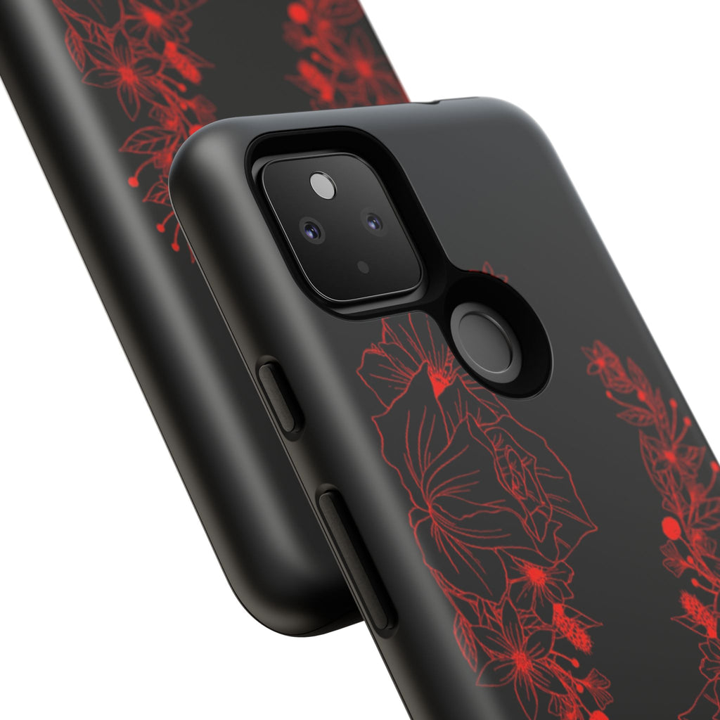 Stylish Floral Phone Case, Tough Phone Cover, Floral Design Case, Gift for Her, Black Phone Accessories