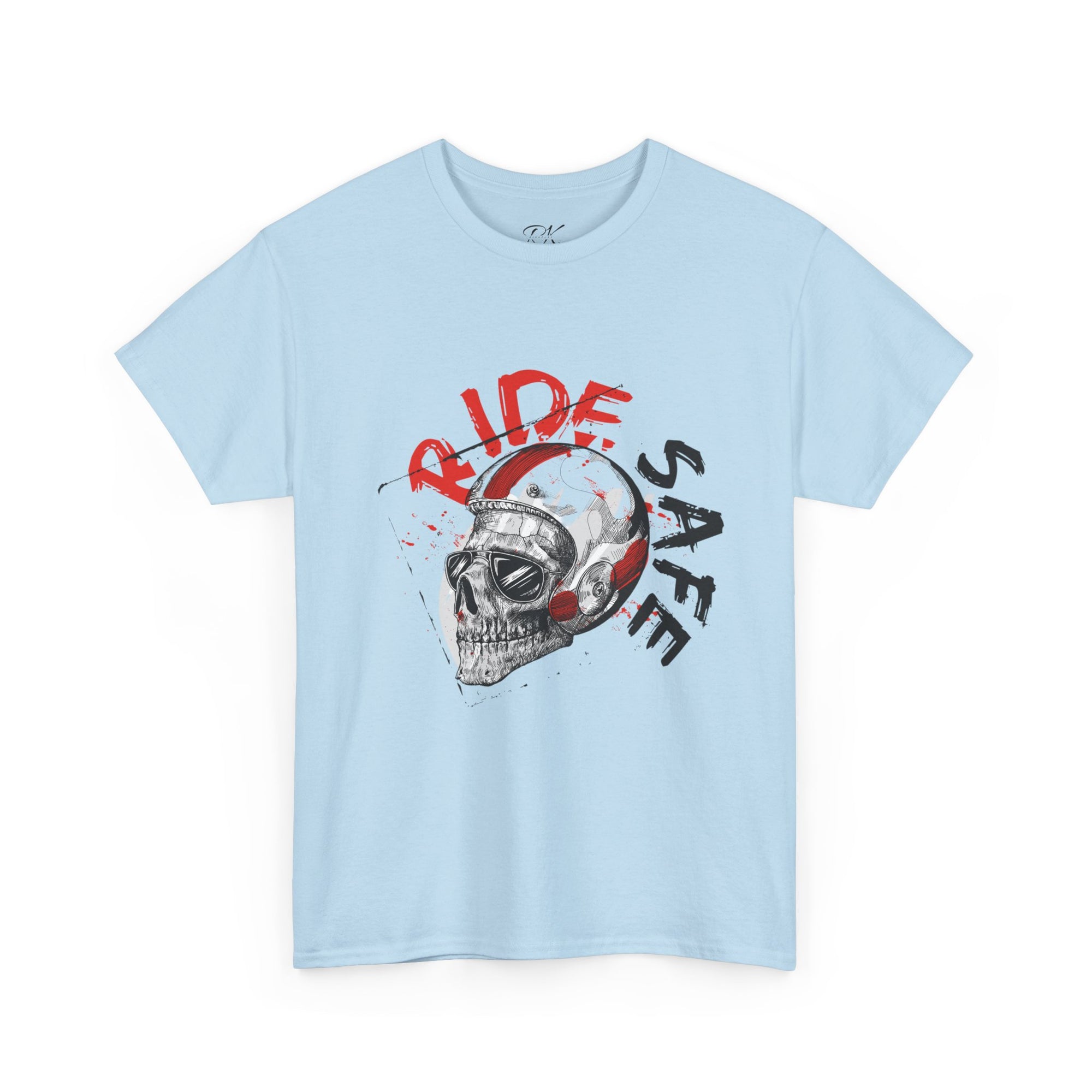 Skull Themed Ride Safe Tee, Unisex Heavy Cotton T-Shirt, Motorcycle Tee, Biker Apparel, Gift for Riders, Casual Wear
