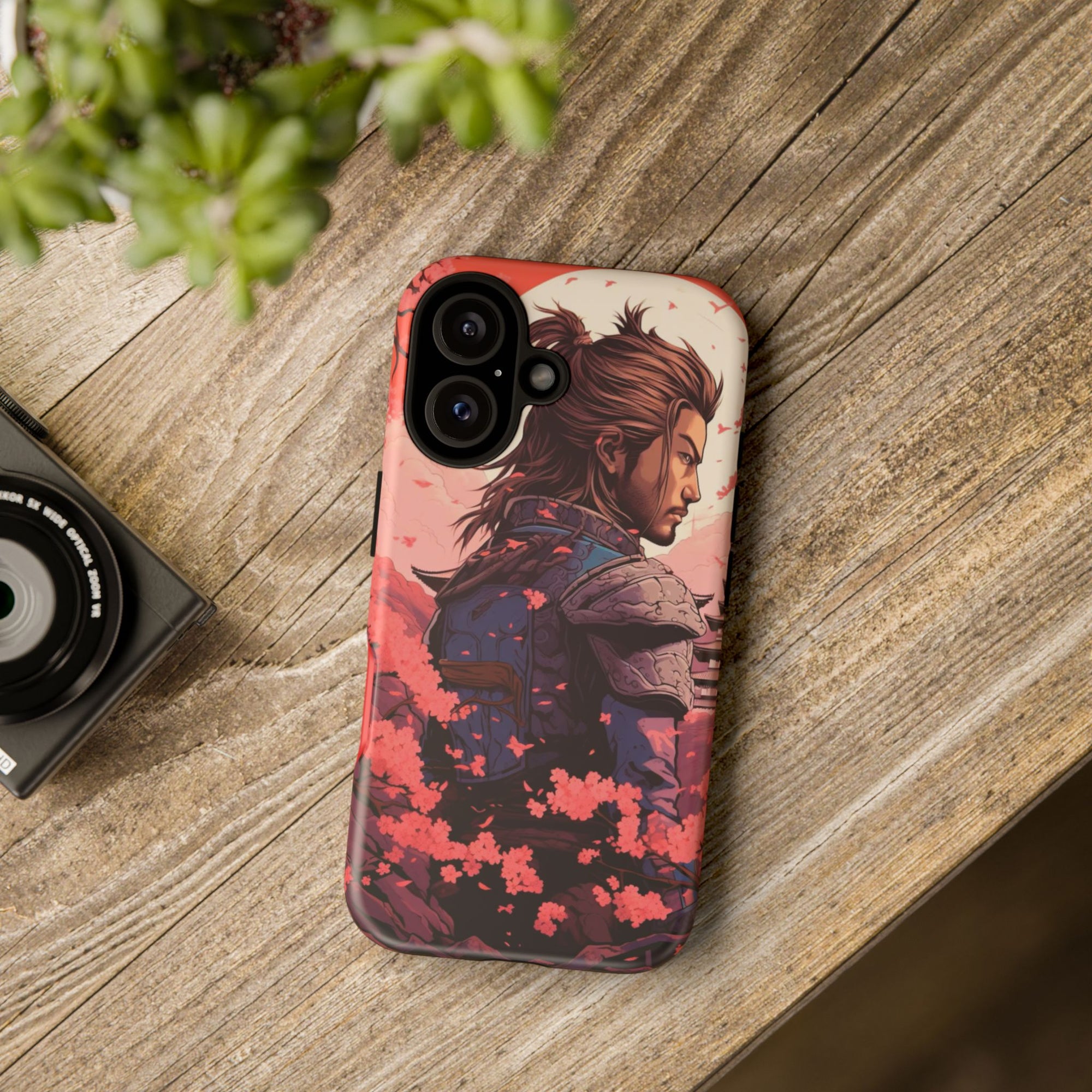 Samurai Phone Case, Tough Cases for Men, Cherry Blossom Art, Gift for Anime Fans, Unique Phone Accessory, Stylish Protection