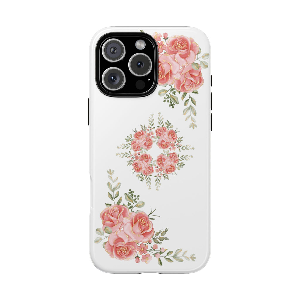 Floral Phone Case, Tough iPhone Case, Rose Design Case, Gift for Her, Floral Phone Cover