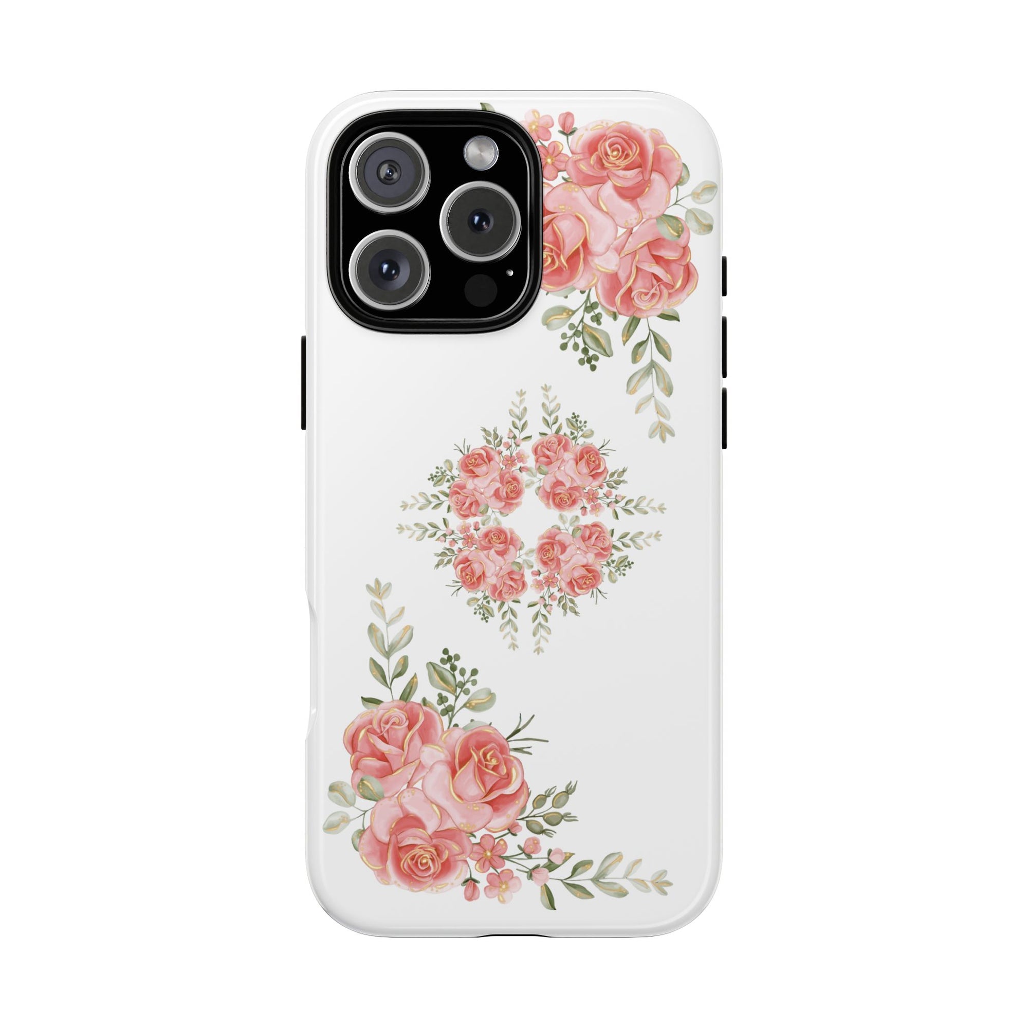 Floral Phone Case, Tough iPhone Case, Rose Design Case, Gift for Her, Floral Phone Cover