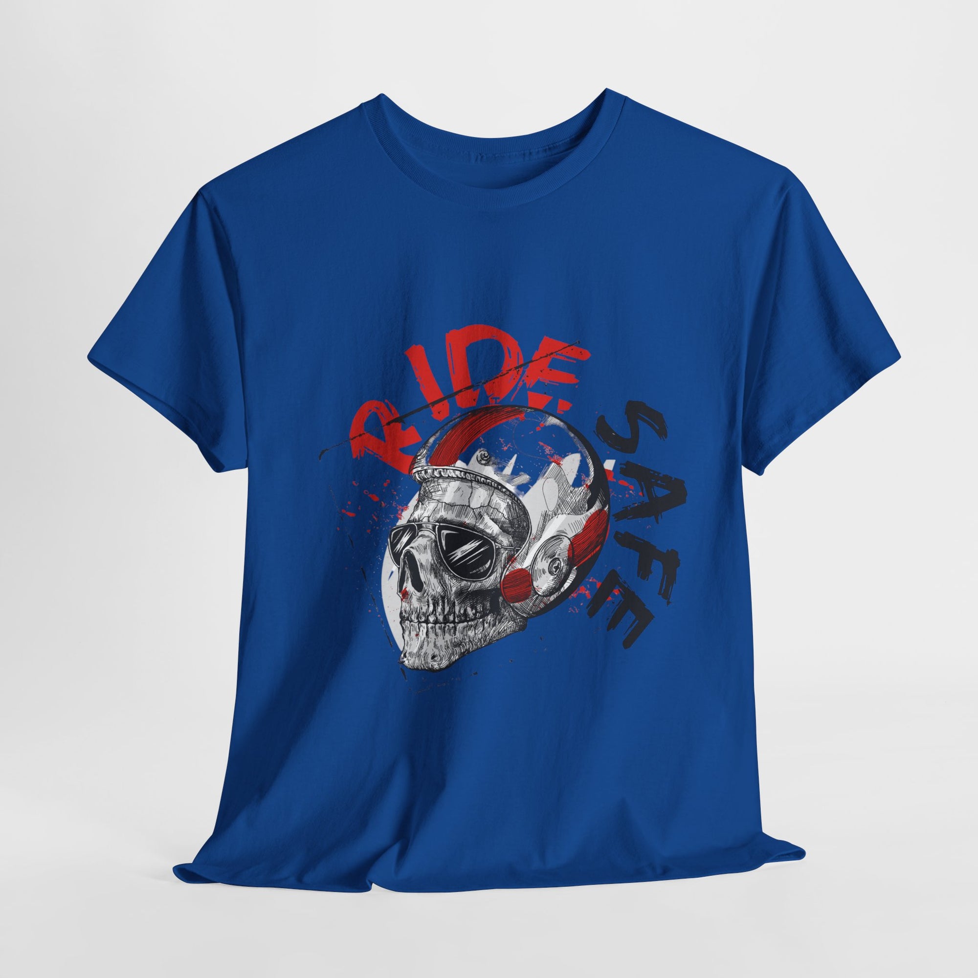 Skull Themed Ride Safe Tee, Unisex Heavy Cotton T-Shirt, Motorcycle Tee, Biker Apparel, Gift for Riders, Casual Wear