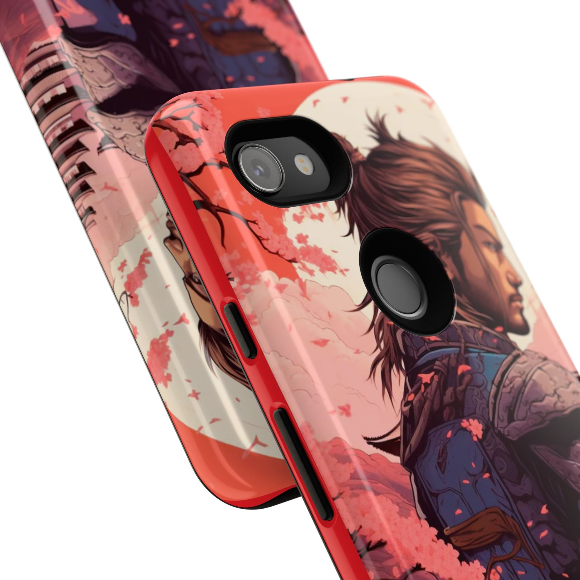 Samurai Phone Case, Tough Cases for Men, Cherry Blossom Art, Gift for Anime Fans, Unique Phone Accessory, Stylish Protection