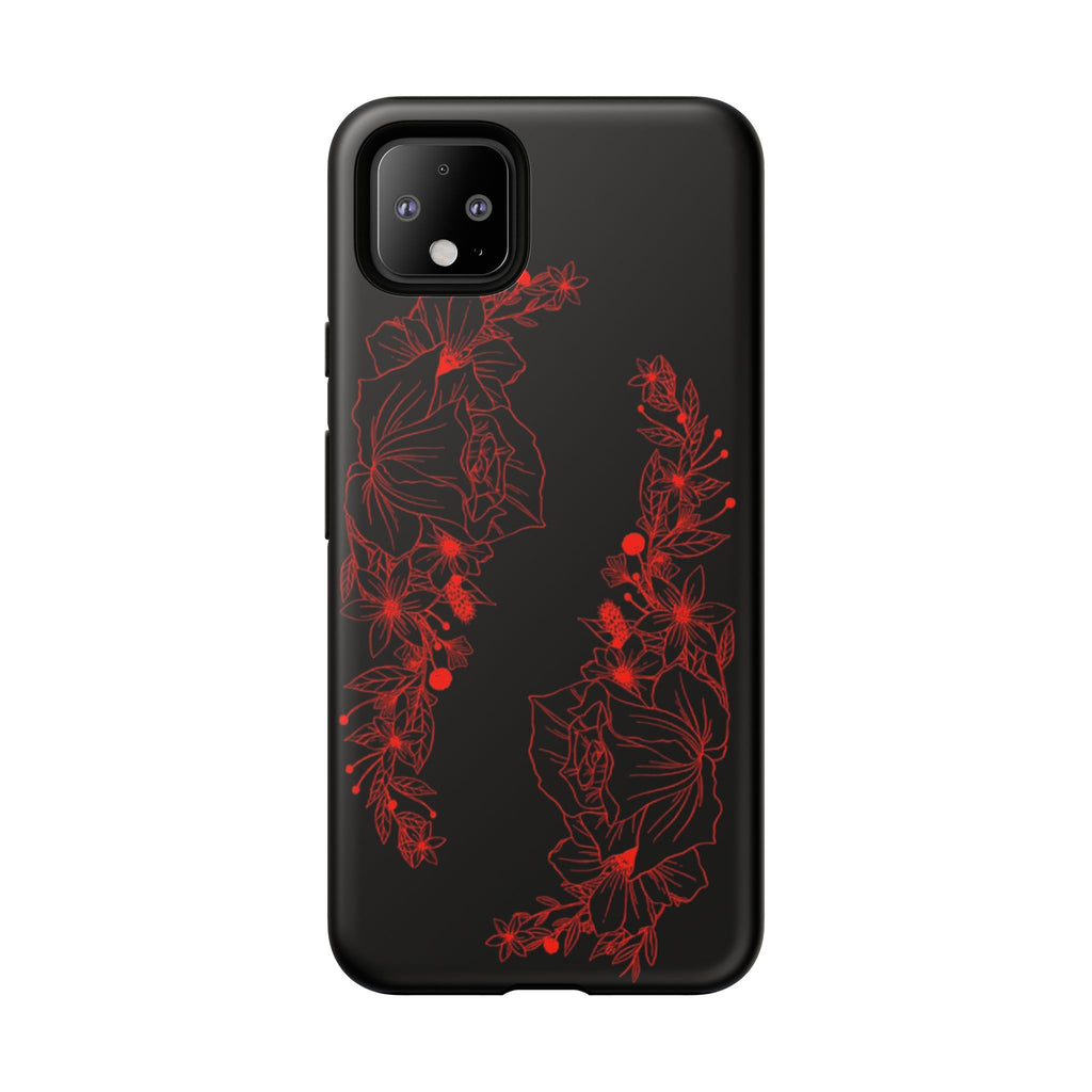Stylish Floral Phone Case, Tough Phone Cover, Floral Design Case, Gift for Her, Black Phone Accessories