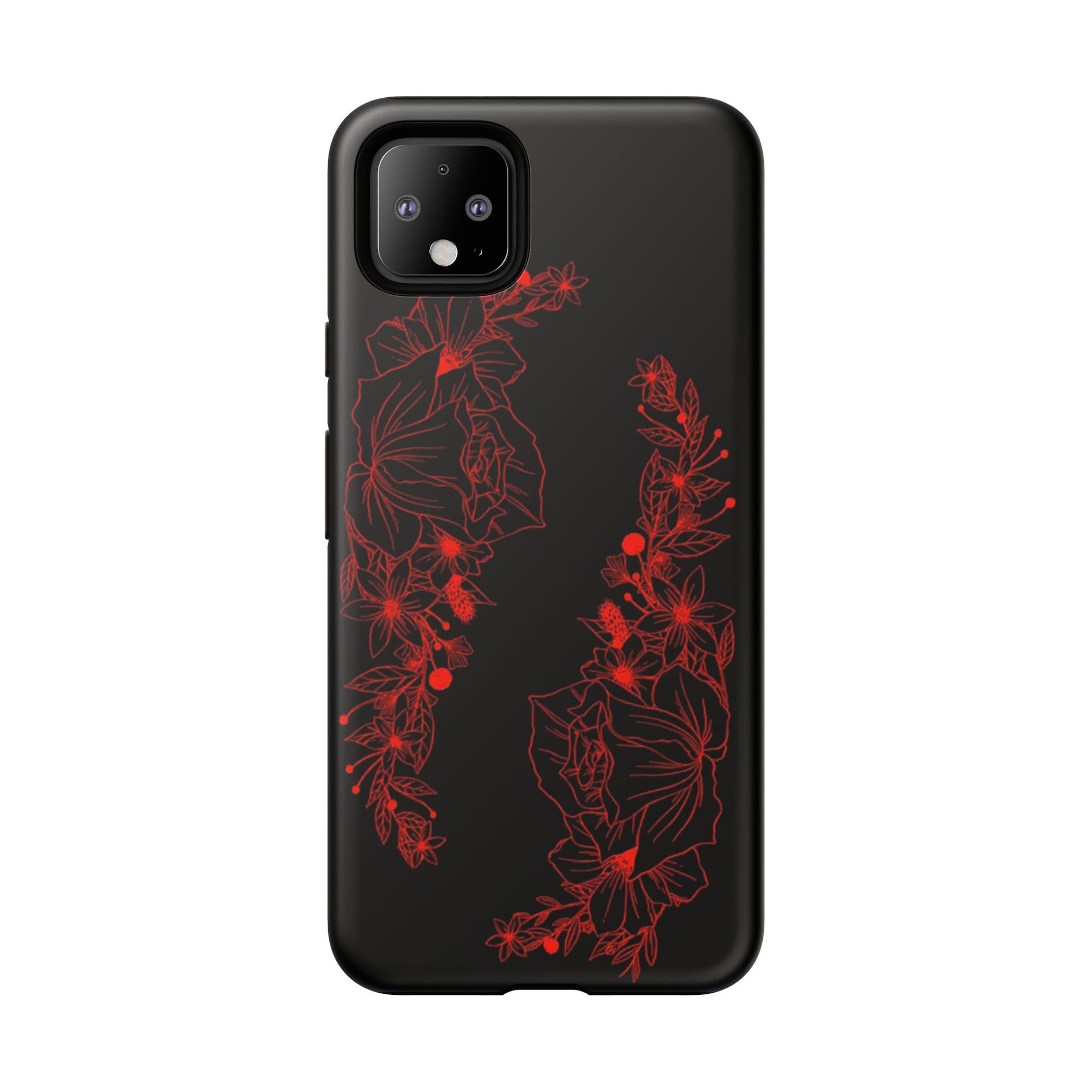Stylish Floral Phone Case, Tough Phone Cover, Floral Design Case, Gift for Her, Black Phone Accessories