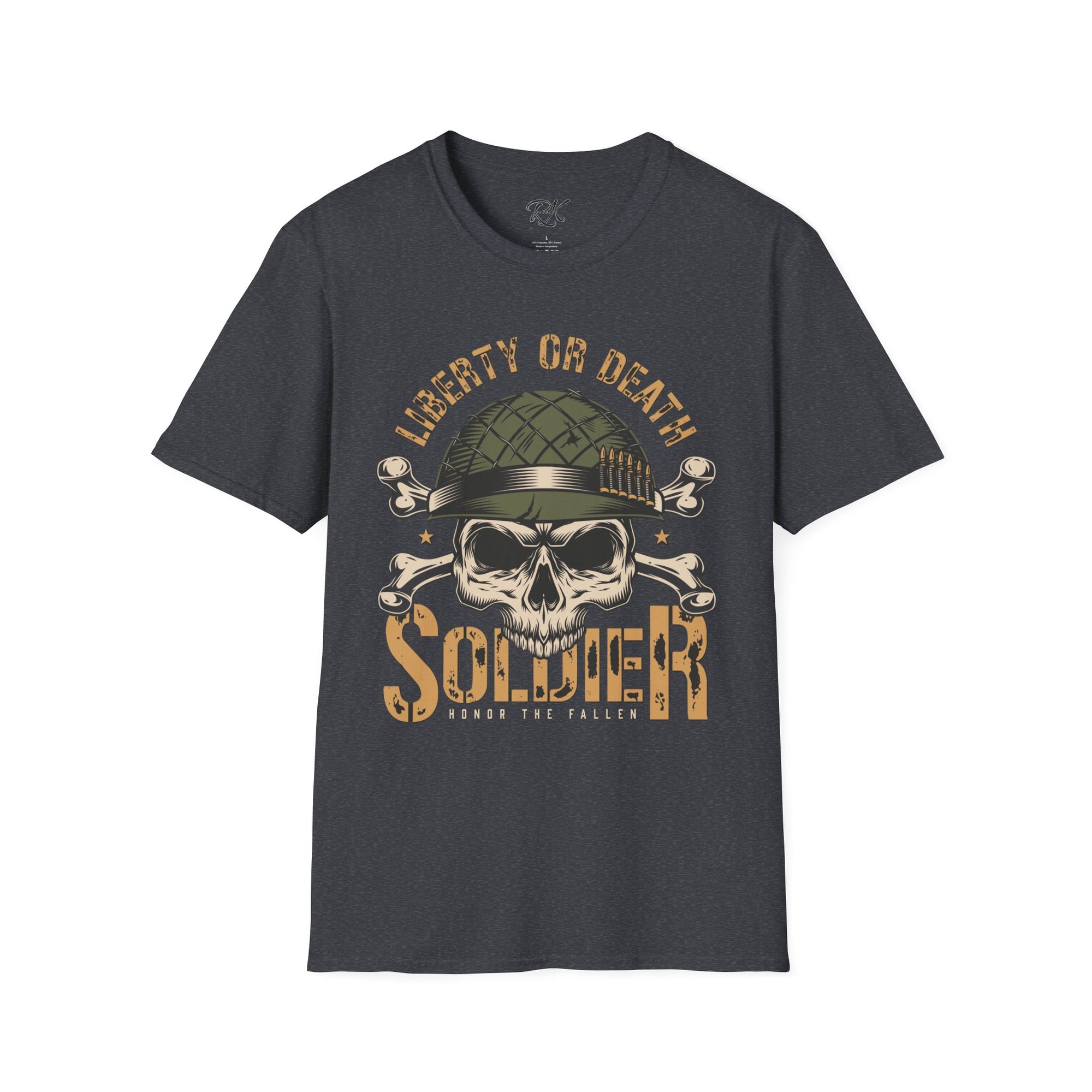 Liberty or Death Skull Soldier T-Shirt, Military Apparel, Unisex Graphic Tee, Veteran Gift, Casual Wear, Outdoor Adventure