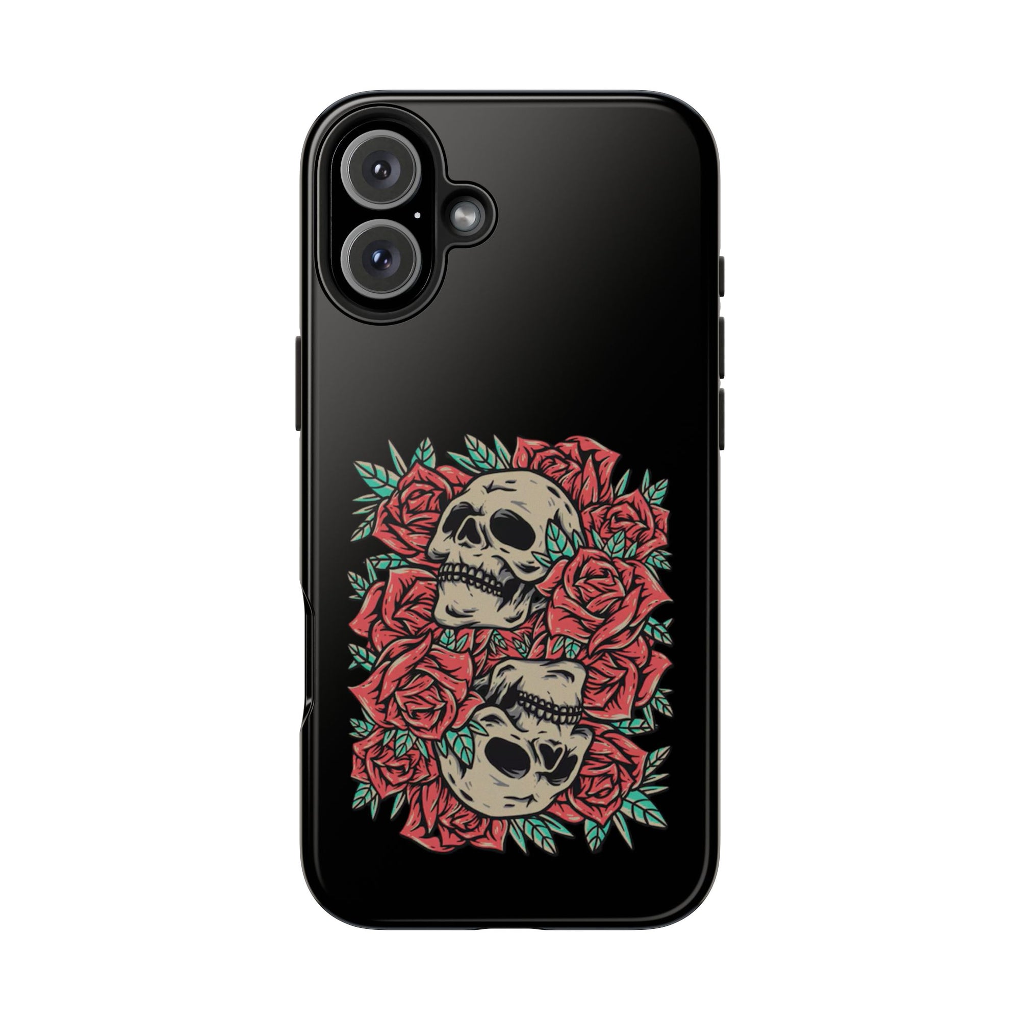 Stylish Skull & Roses Phone Case, Tough Phone Cover, Floral Skull Design, Unique Gift for her, Gothic Aesthetic Accessories