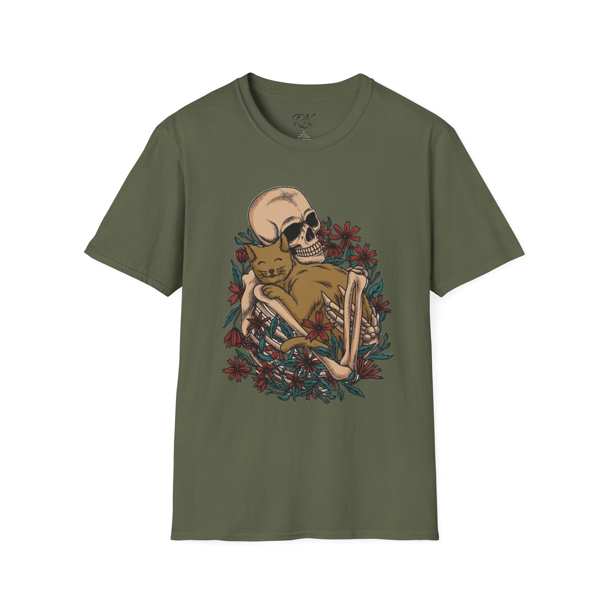 Skeleton Floral Unisex T-Shirt, Cute Grunge Tee, Quirky Halloween Shirt, Casual Everyday Wear, Unique Graphic Top