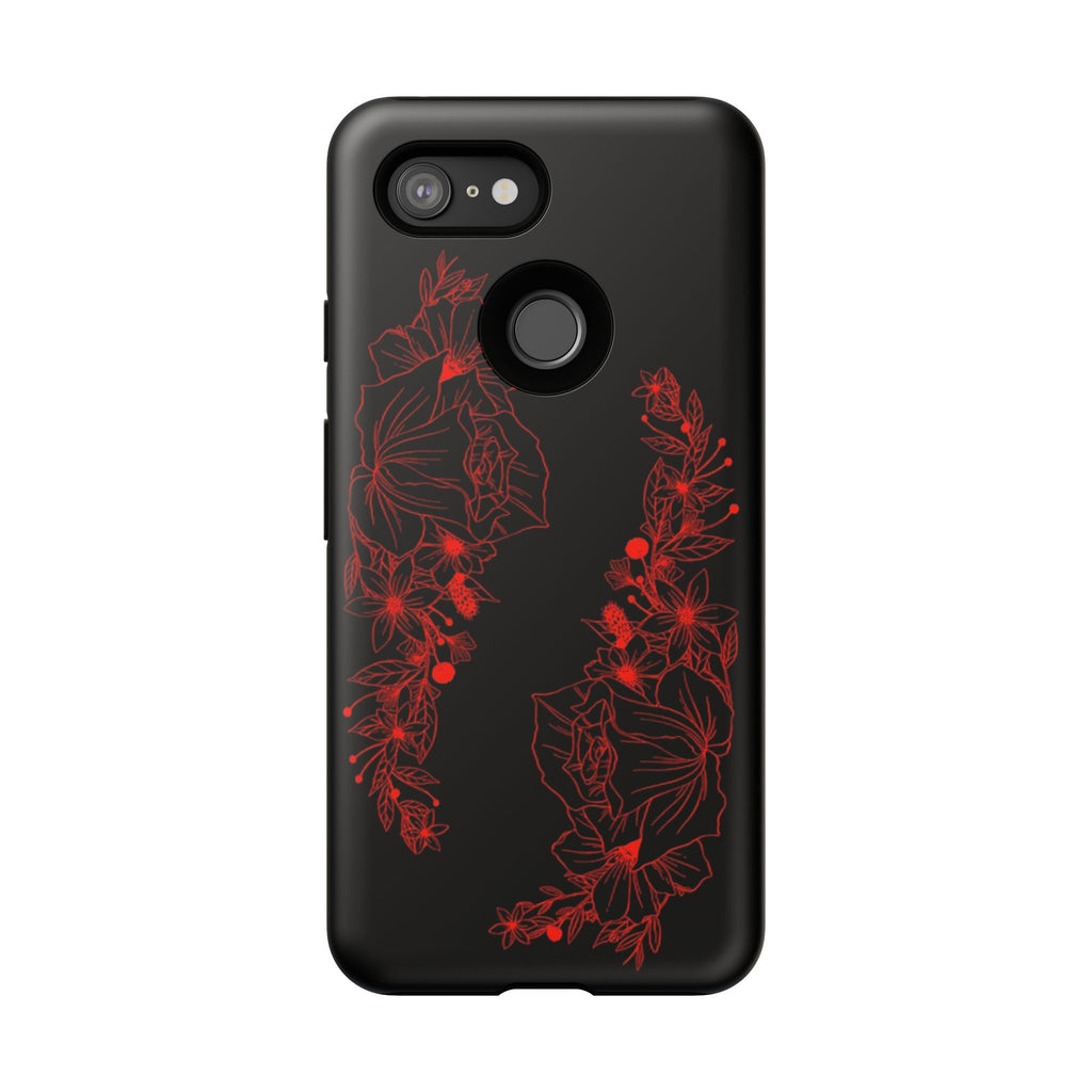 Stylish Floral Phone Case, Tough Phone Cover, Floral Design Case, Gift for Her, Black Phone Accessories