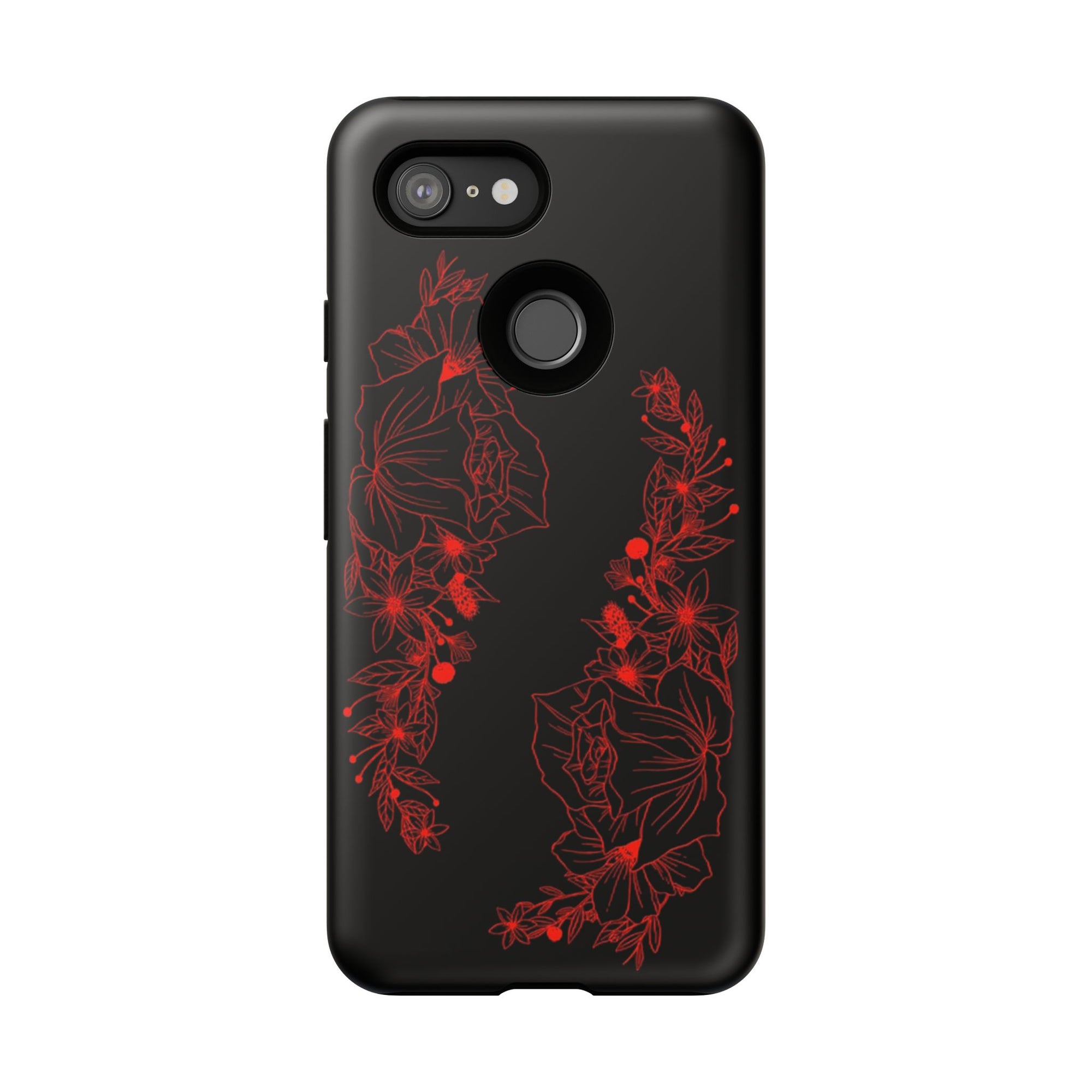 Stylish Floral Phone Case, Tough Phone Cover, Floral Design Case, Gift for Her, Black Phone Accessories