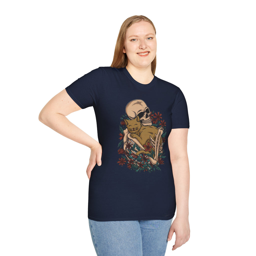 Skeleton Floral Unisex T-Shirt, Cute Grunge Tee, Quirky Halloween Shirt, Casual Everyday Wear, Unique Graphic Top