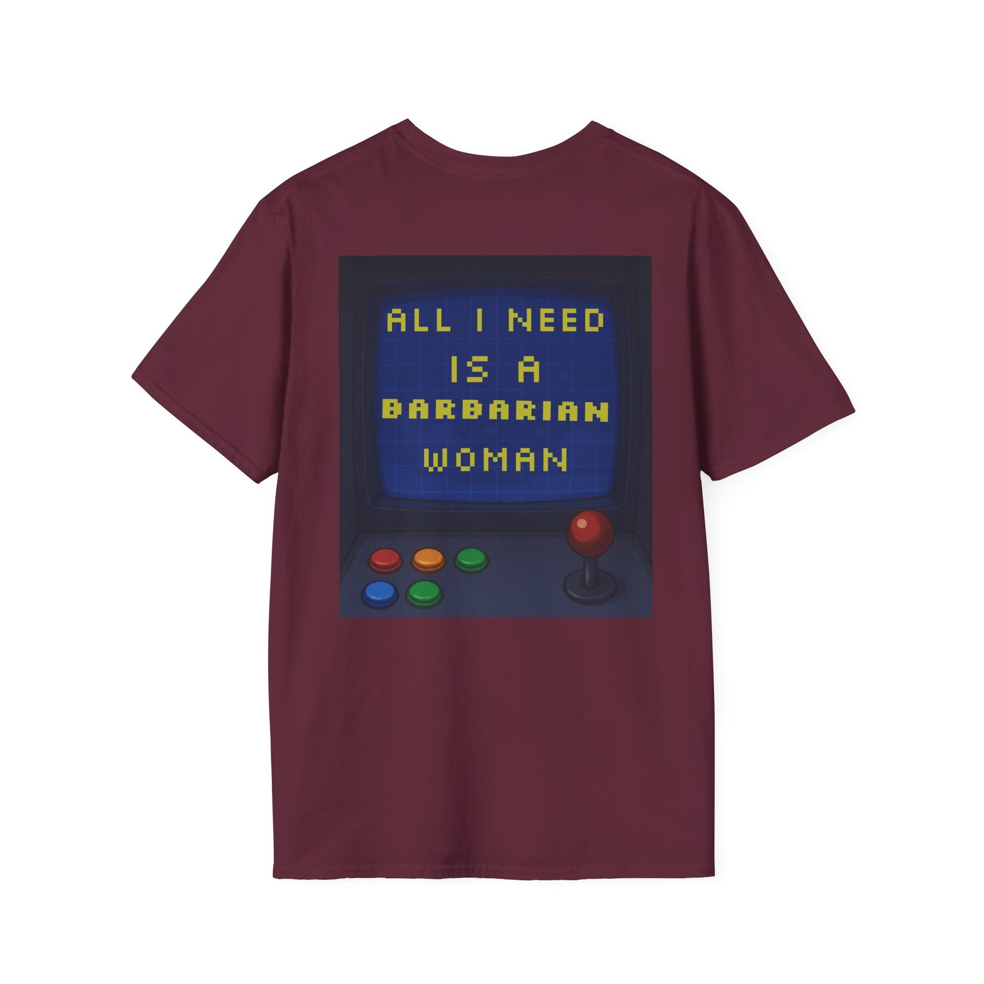 Unisex Barbarian Woman T-Shirt - Softstyle Graphic Tee for Gamers, Gifts for Her, Casual Wear, Birthday Present, Retro Style