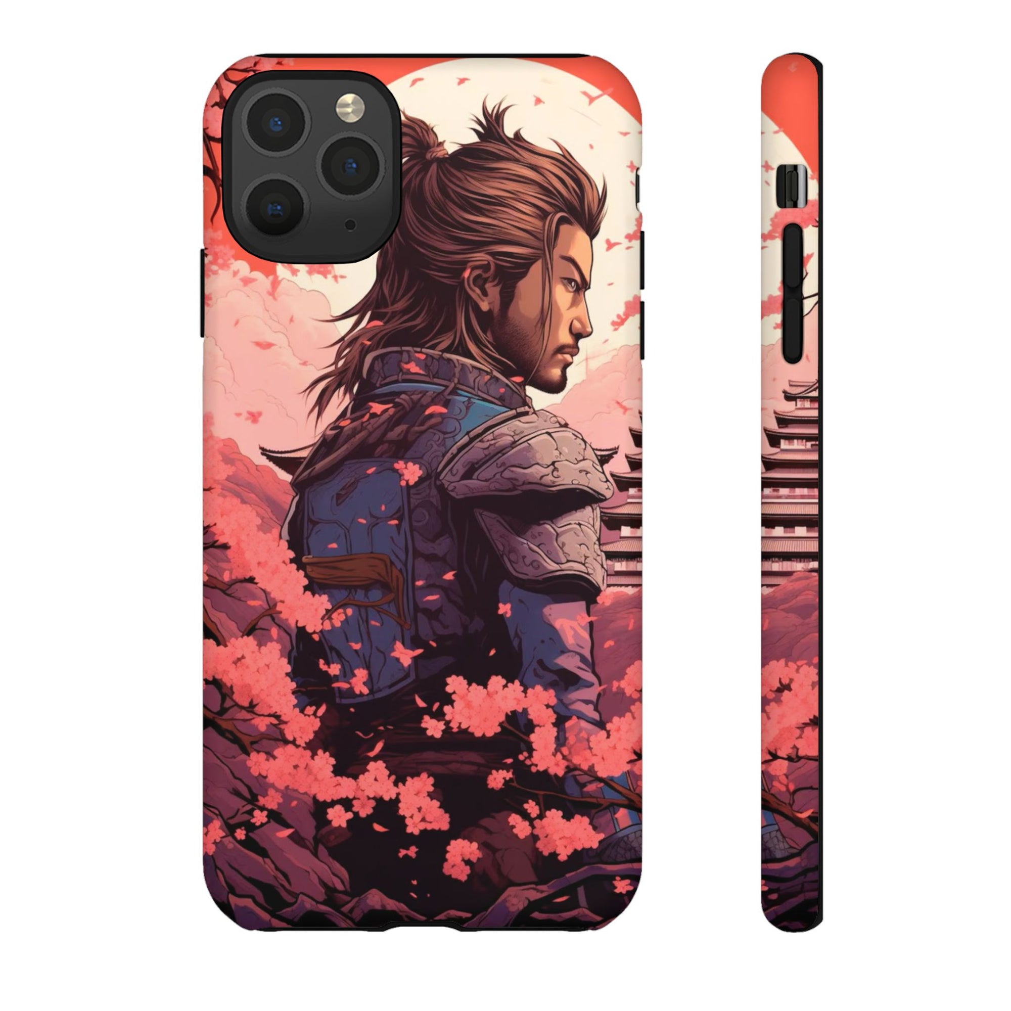 Samurai Phone Case, Tough Cases for Men, Cherry Blossom Art, Gift for Anime Fans, Unique Phone Accessory, Stylish Protection
