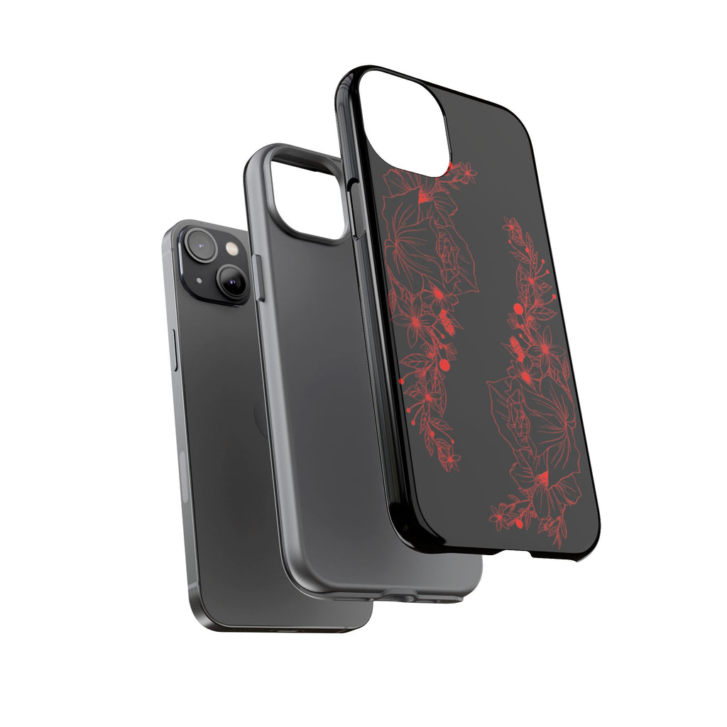 Stylish Floral Phone Case, Tough Phone Cover, Floral Design Case, Gift for Her, Black Phone Accessories
