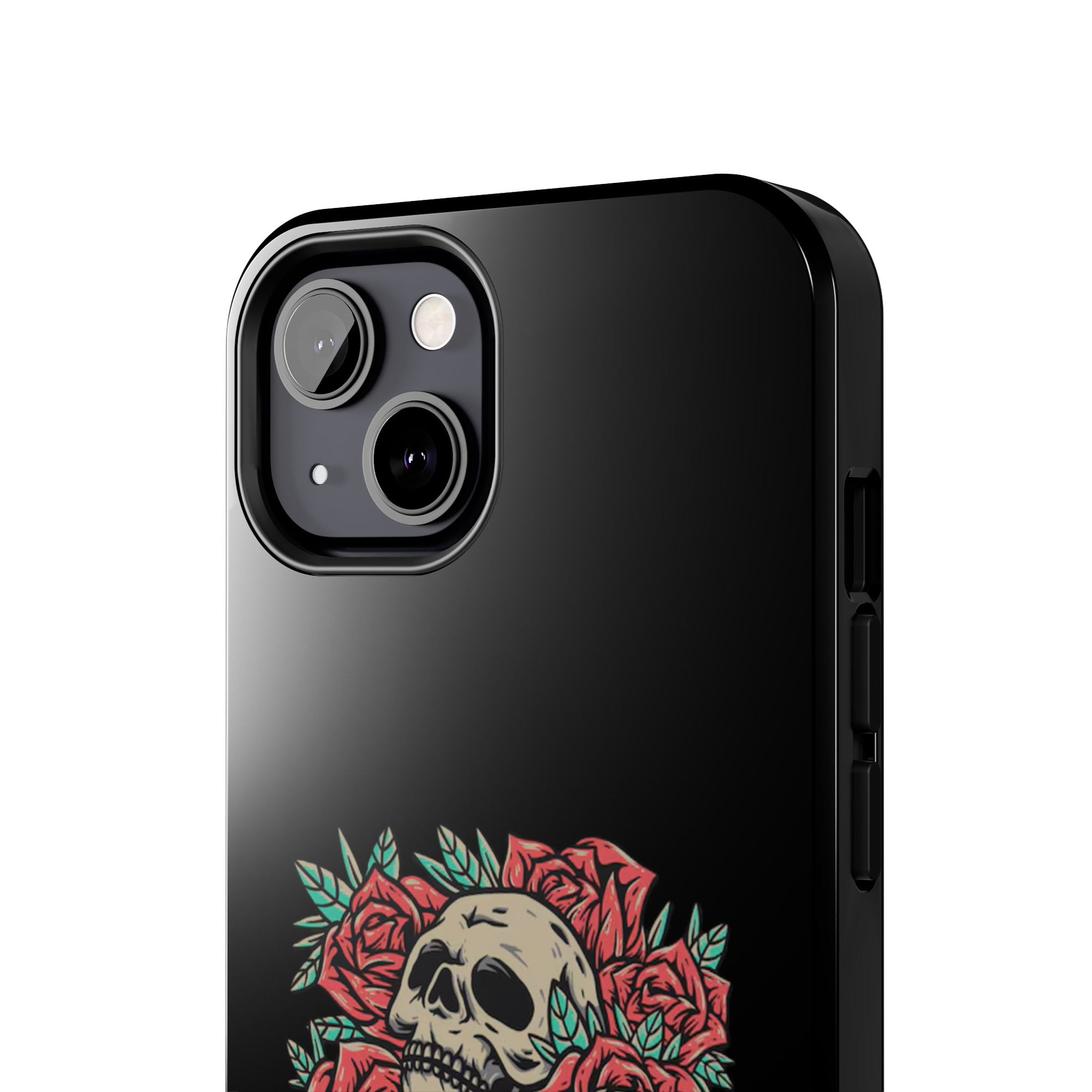 Stylish Skull & Roses Phone Case, Tough Phone Cover, Floral Skull Design, Unique Gift for her, Gothic Aesthetic Accessories