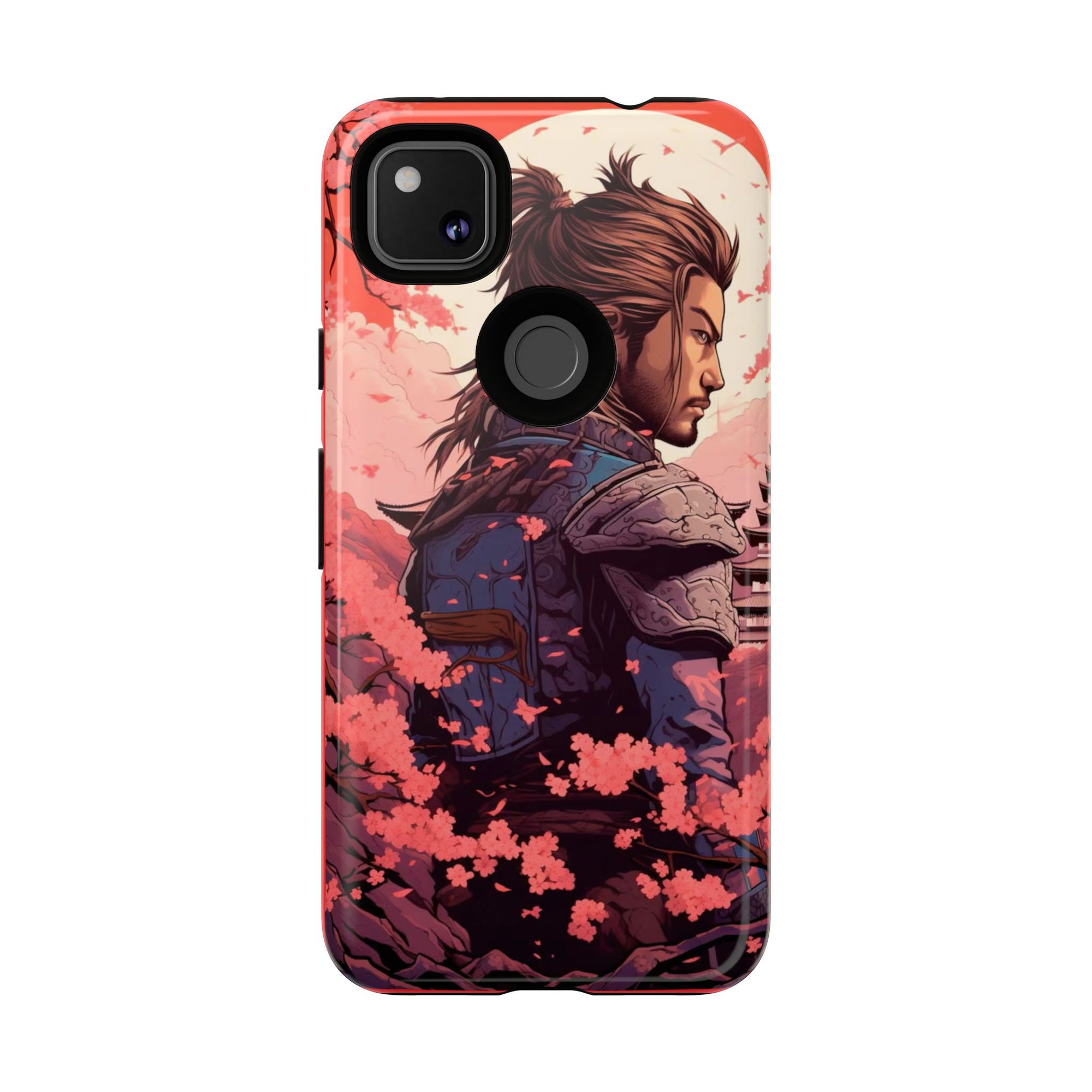 Samurai Phone Case, Tough Cases for Men, Cherry Blossom Art, Gift for Anime Fans, Unique Phone Accessory, Stylish Protection