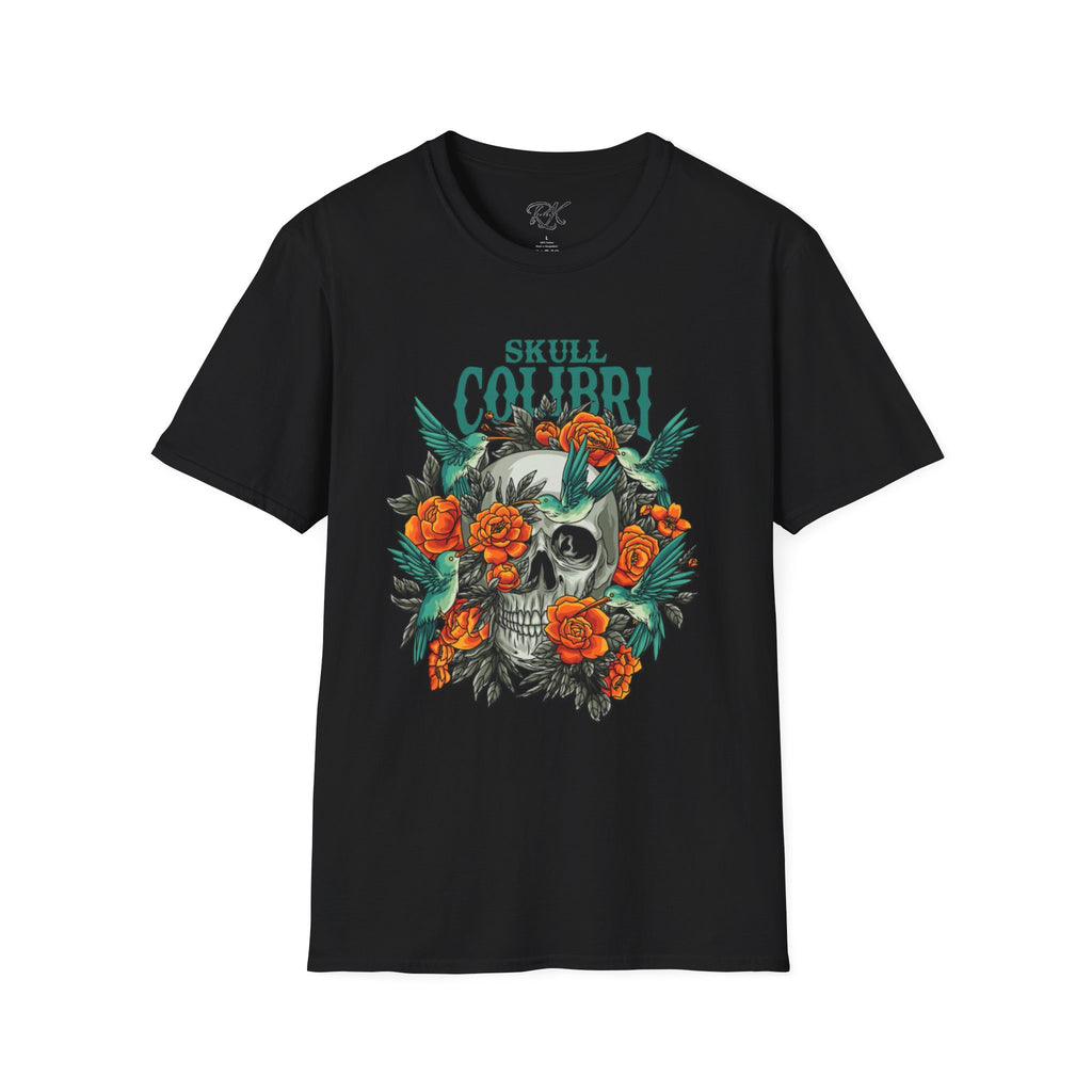 Skull & Roses Unisex T-Shirt, Casual Graphic Tee, Boho Shirt, Unique Gift, Festival Wear, Everyday Style