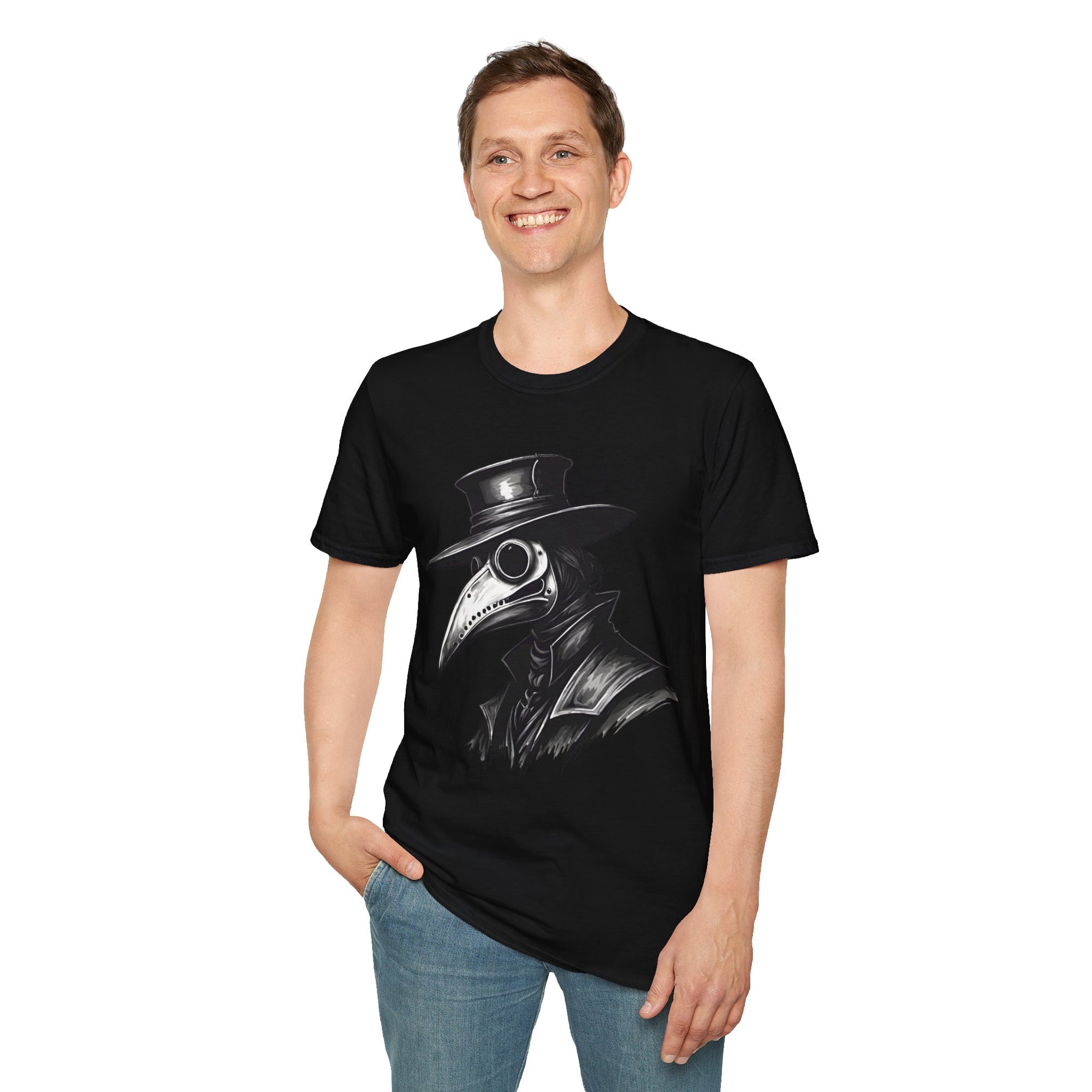Vintage Plague Doctor Unisex T-Shirt, Unique Graphic Tee, Halloween Costume, Gift for Horror Lovers, Casual Wear, Statement Shirt