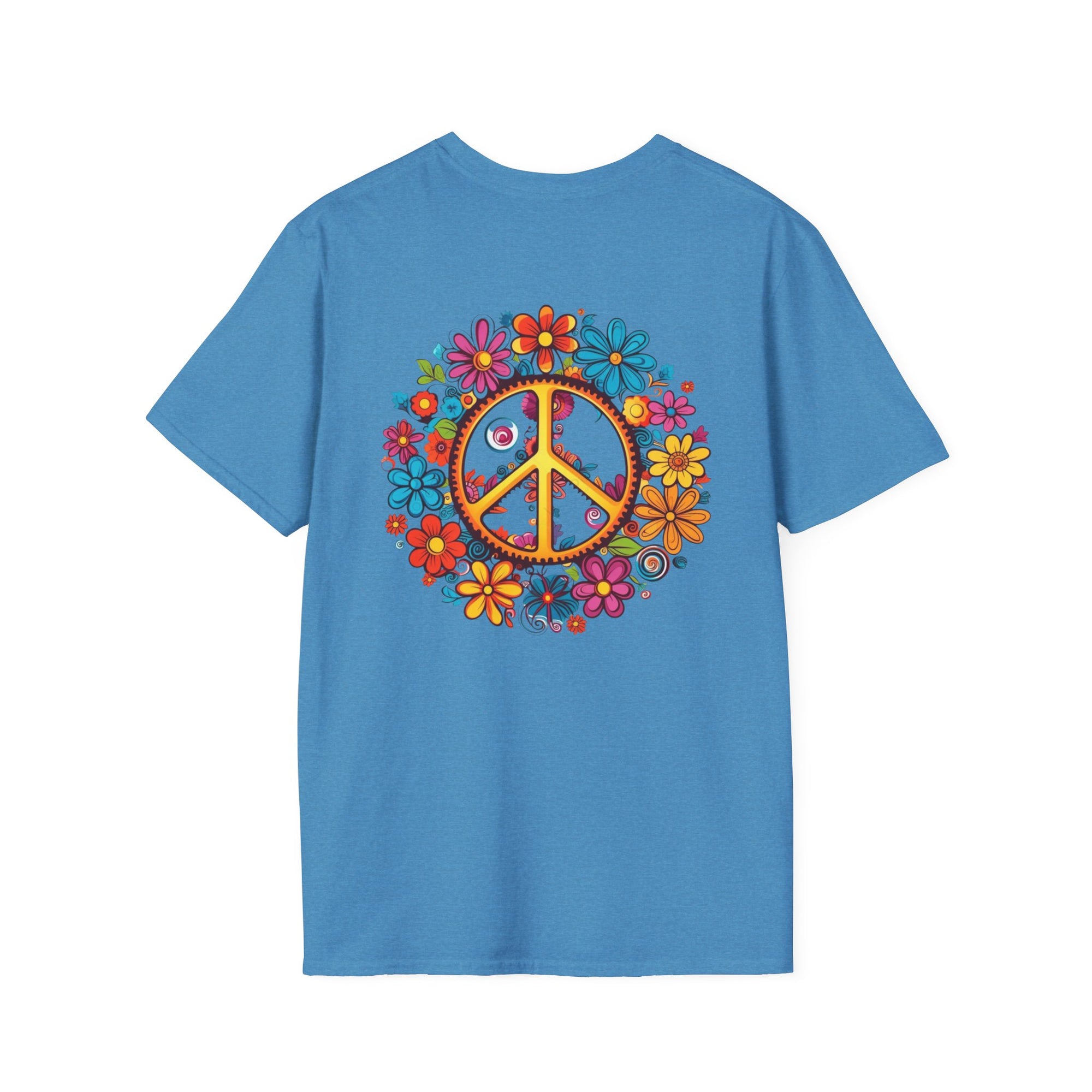 Bohemian Floral T-Shirt, Hippie Shirt, Peace Sign Tee, Gift for Festival Lovers, Artistic Apparel, Unisex Graphic Tee