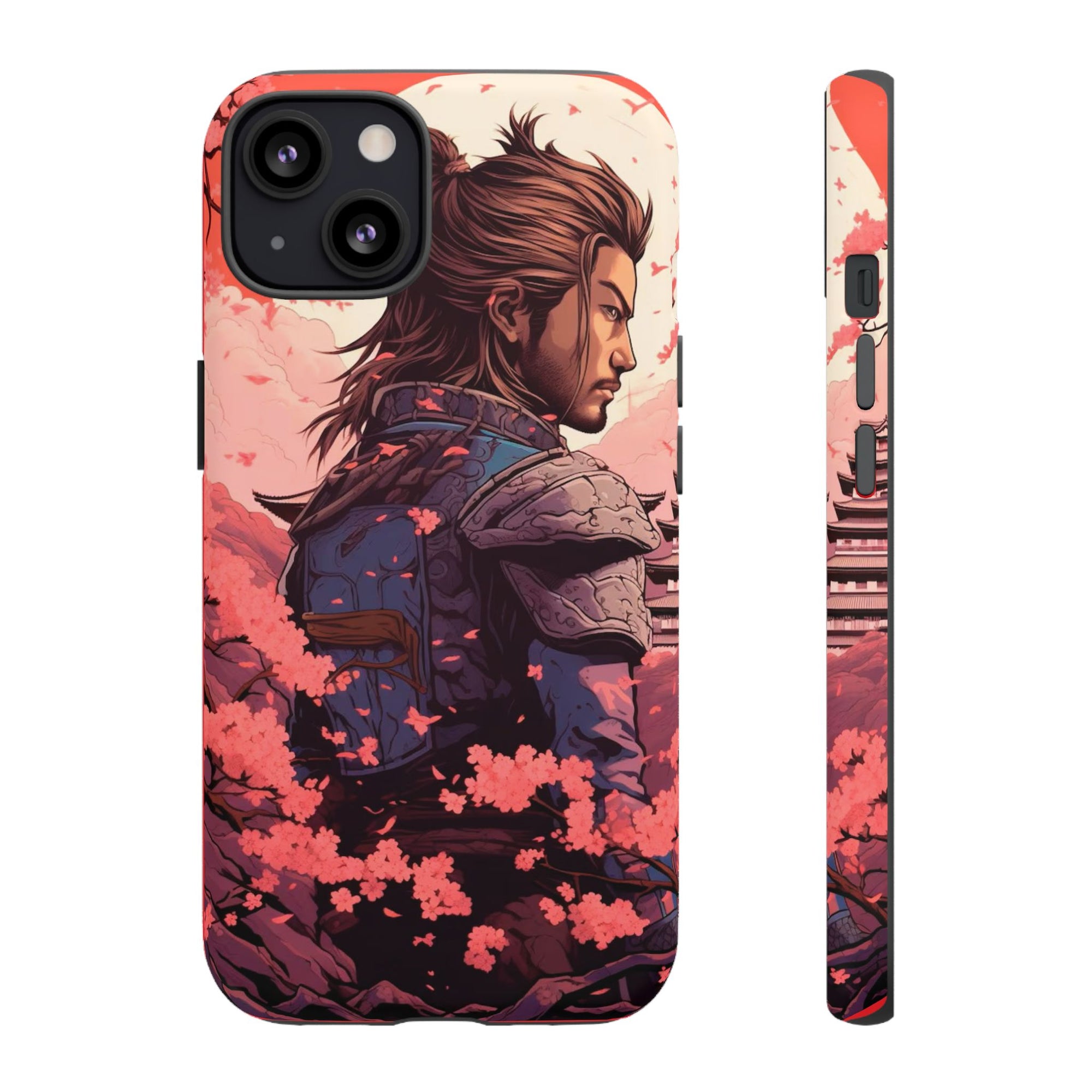 Samurai Phone Case, Tough Cases for Men, Cherry Blossom Art, Gift for Anime Fans, Unique Phone Accessory, Stylish Protection