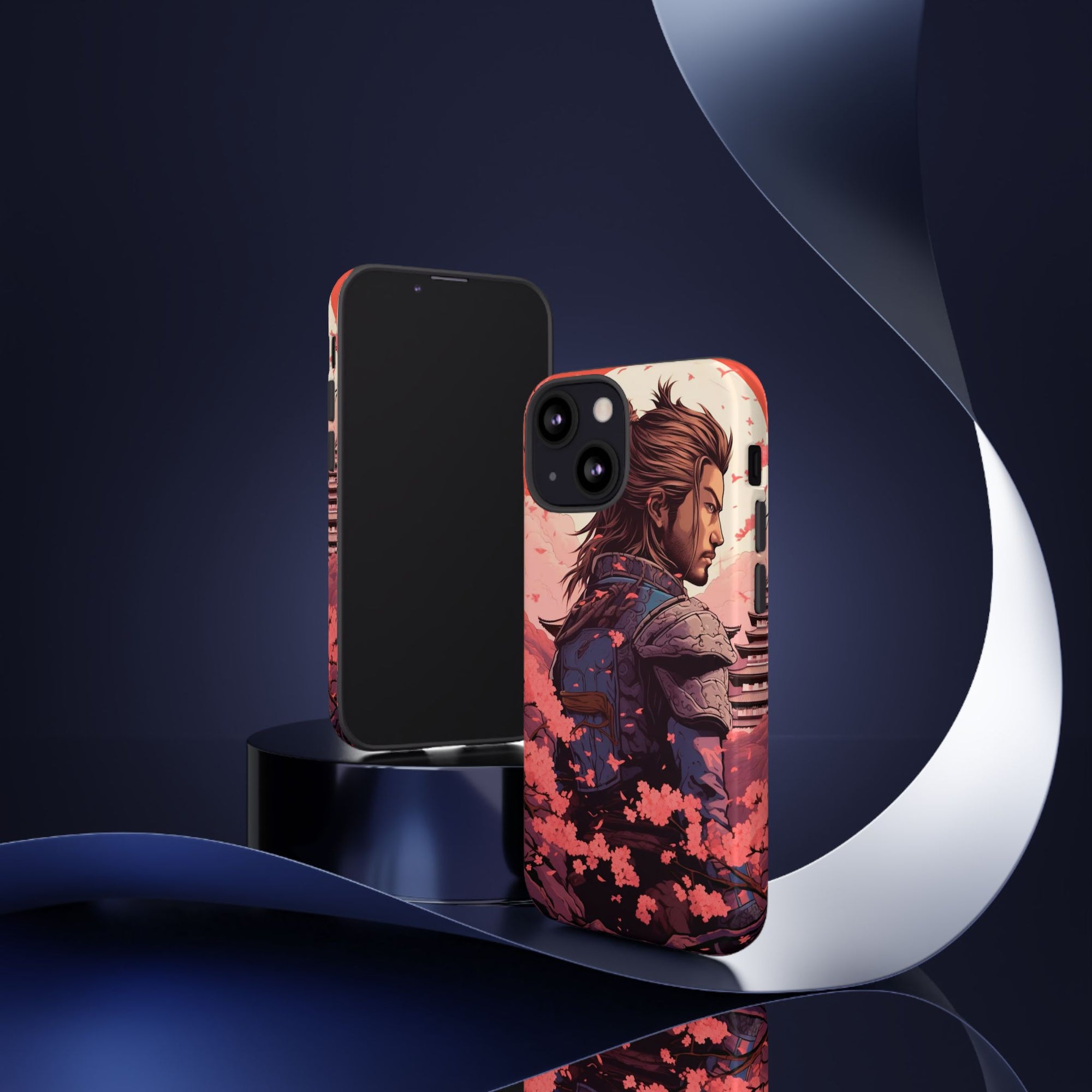 Samurai Phone Case, Tough Cases for Men, Cherry Blossom Art, Gift for Anime Fans, Unique Phone Accessory, Stylish Protection