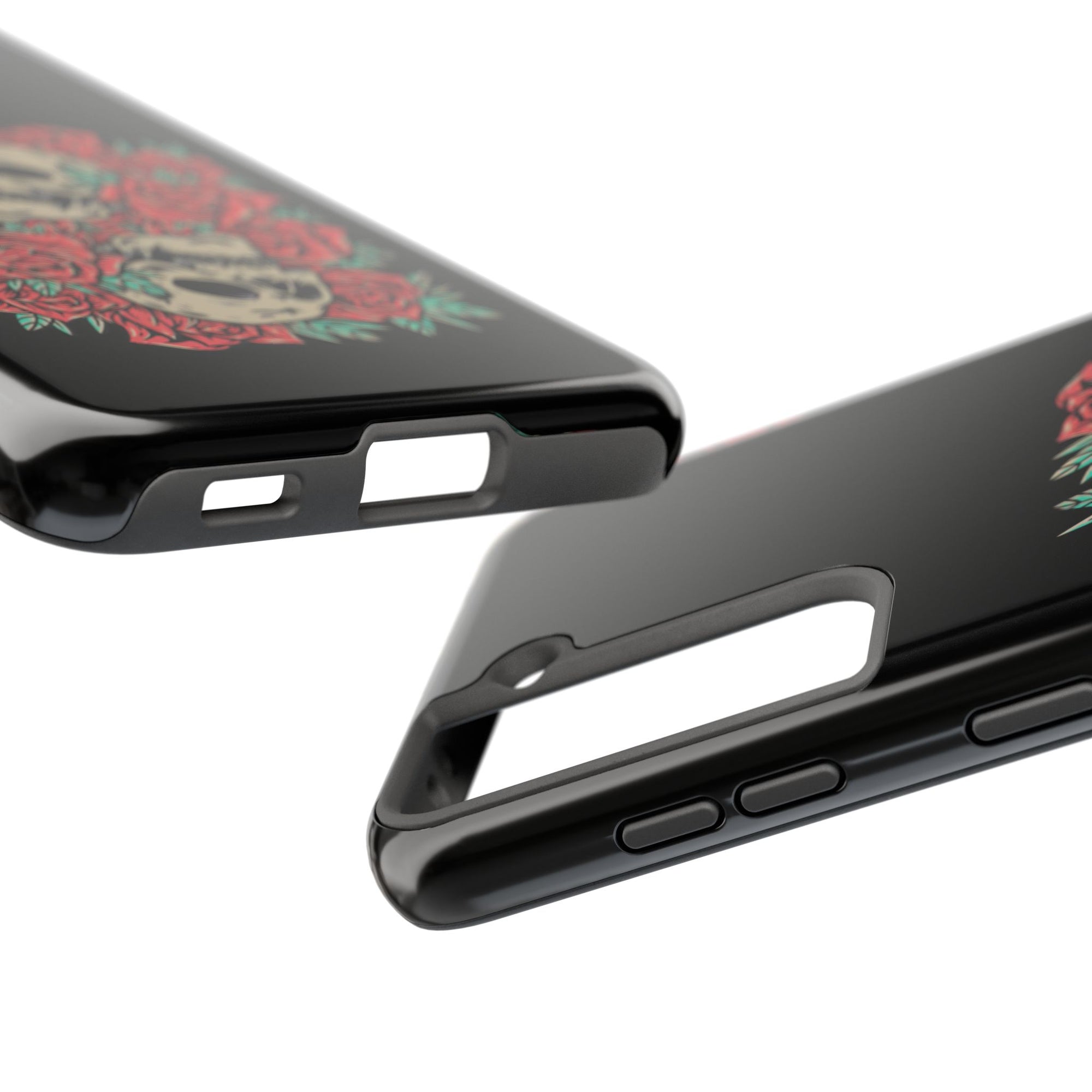 Stylish Skull & Roses Phone Case, Tough Phone Cover, Floral Skull Design, Unique Gift for her, Gothic Aesthetic Accessories