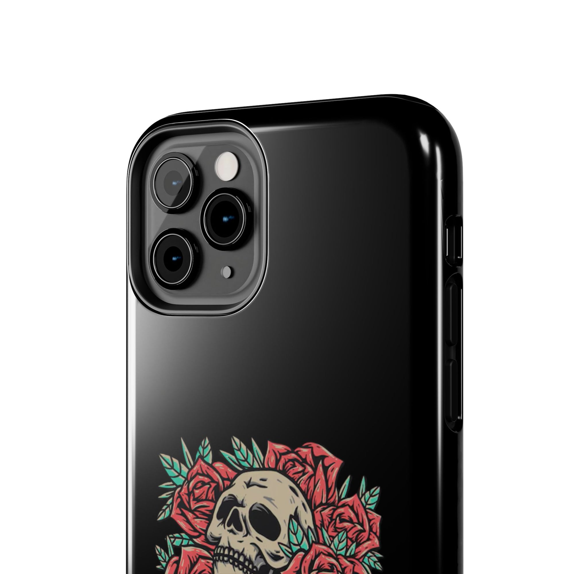 Stylish Skull & Roses Phone Case, Tough Phone Cover, Floral Skull Design, Unique Gift for her, Gothic Aesthetic Accessories