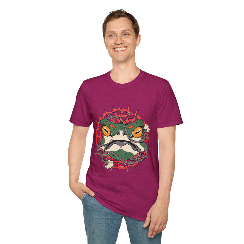 Frog Art Unisex Softstyle T-Shirt | Unique Graphic Tee, Casual Wear, Gift for Nature Lovers, Birthday, Eco-Friendly Fashion